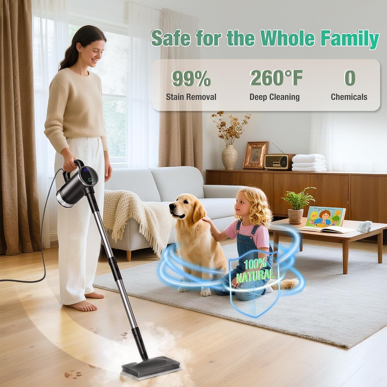 11-in-1 Steam Mop, Detachable Handheld Steam Cleaner with 3-Level Steam | 260…