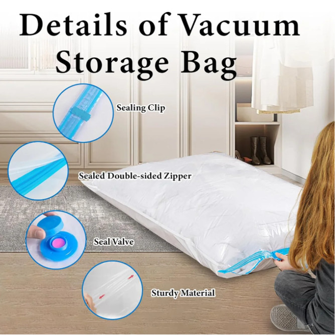 10 x Jumbo Vacuum Storage Bags Travel Space Saver Garment Seal Clothes Organizer