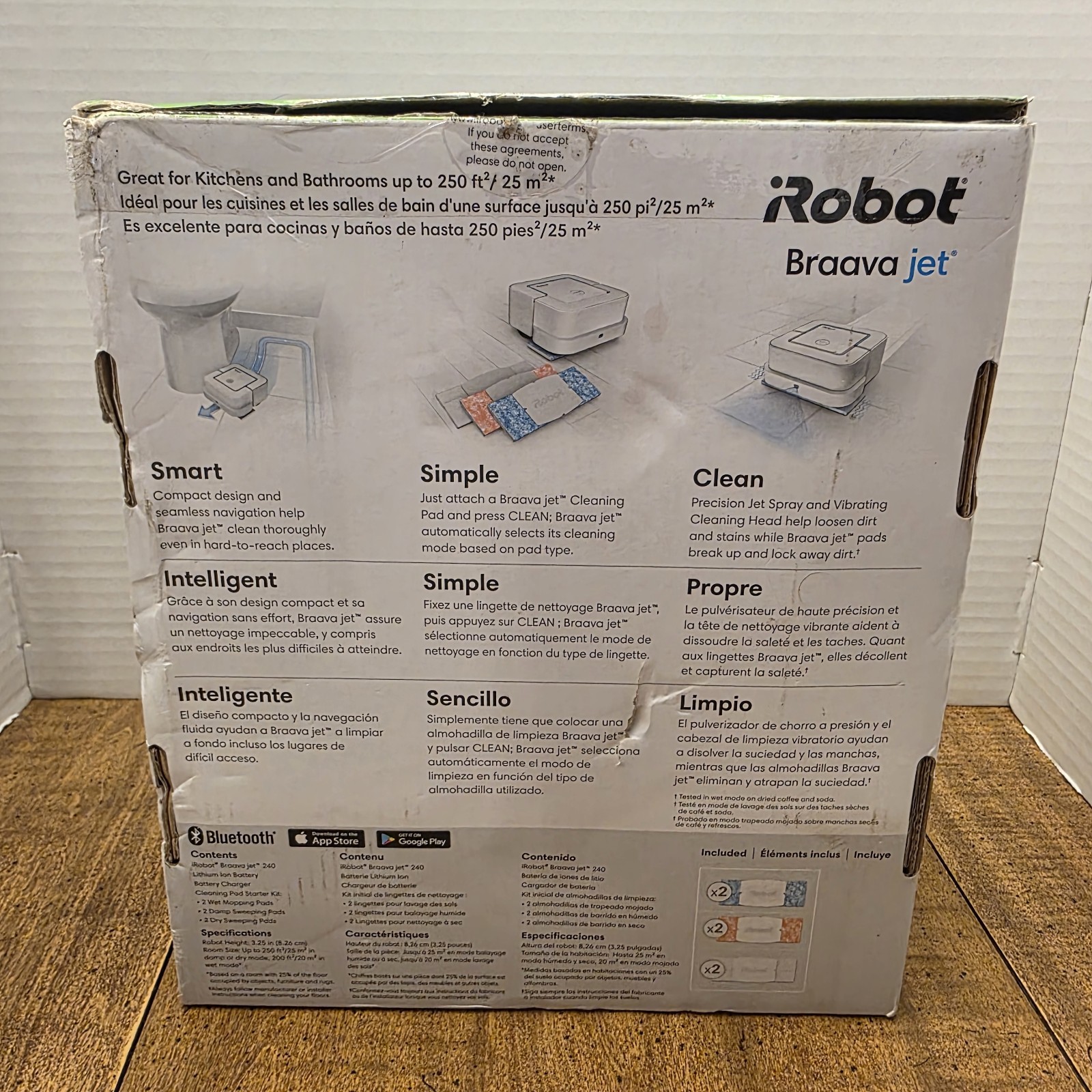 iRobot Braava Jet 240 APP CONTROL MOPPING ROBOT EX CONDITION BOX MANUALS PADS