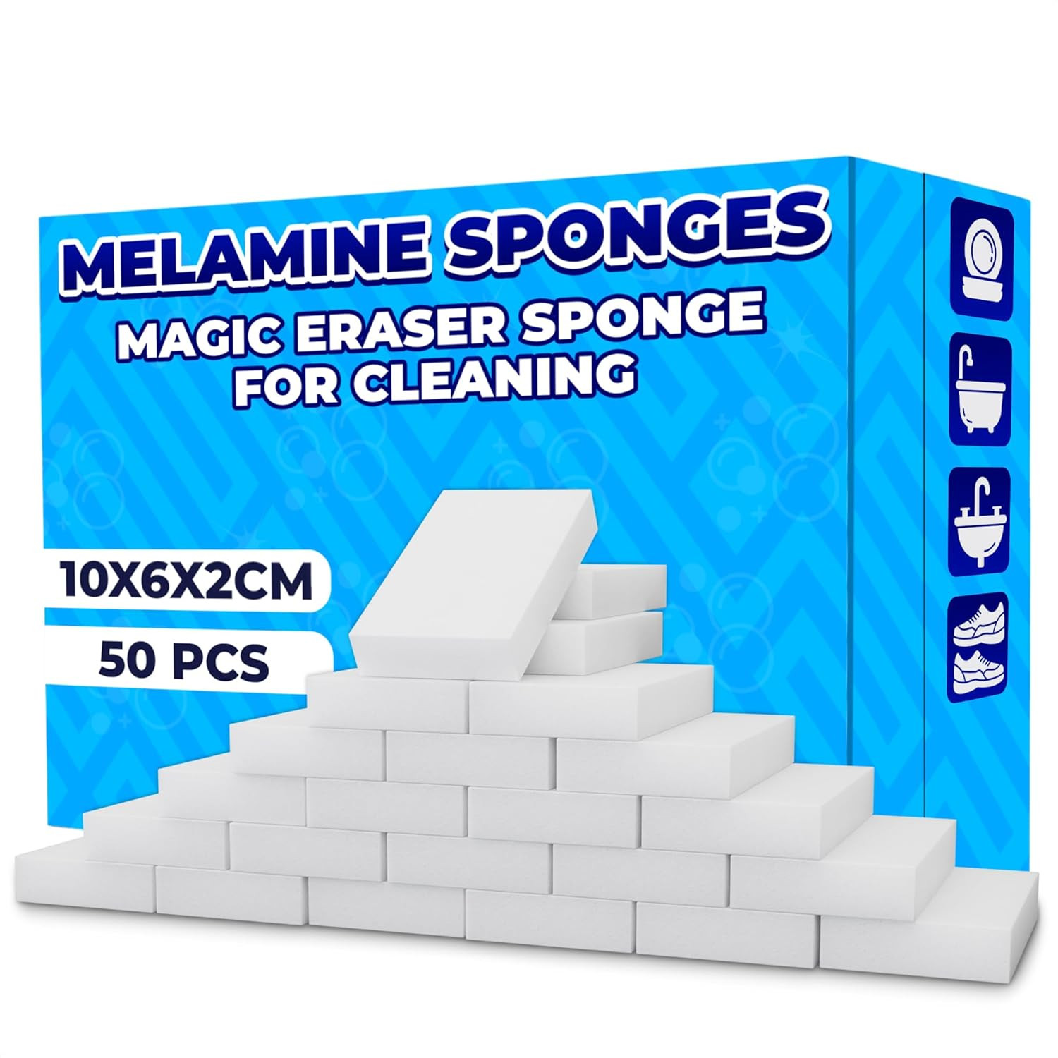 50 Pcs Melamine Sponges for Cleaning – White Magic Sponge, Convenient Cleaning B
