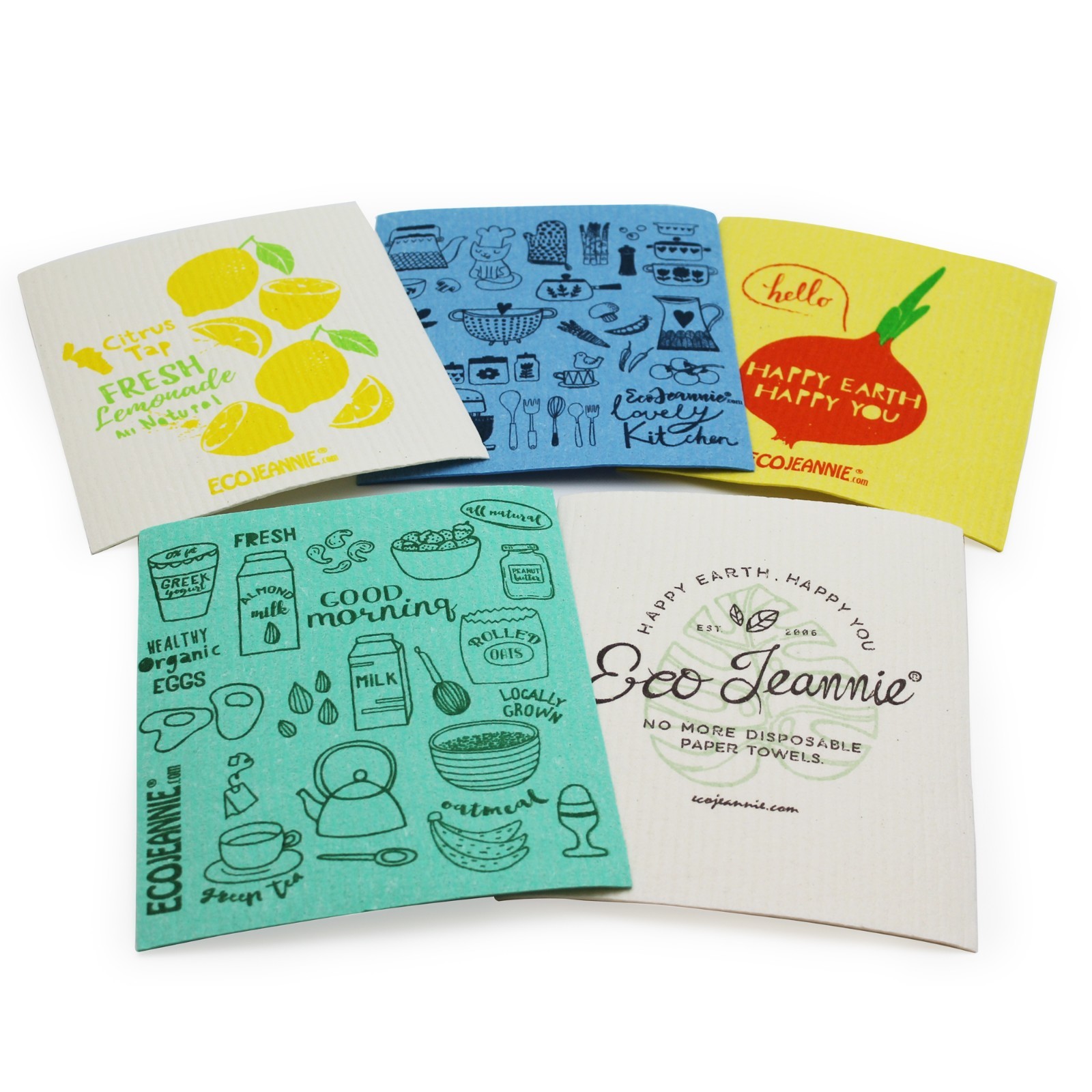 EcoJeannie Eco-Friendly Cleaning Cloth 100% Biodegradable Cellulose Sponge Cloth