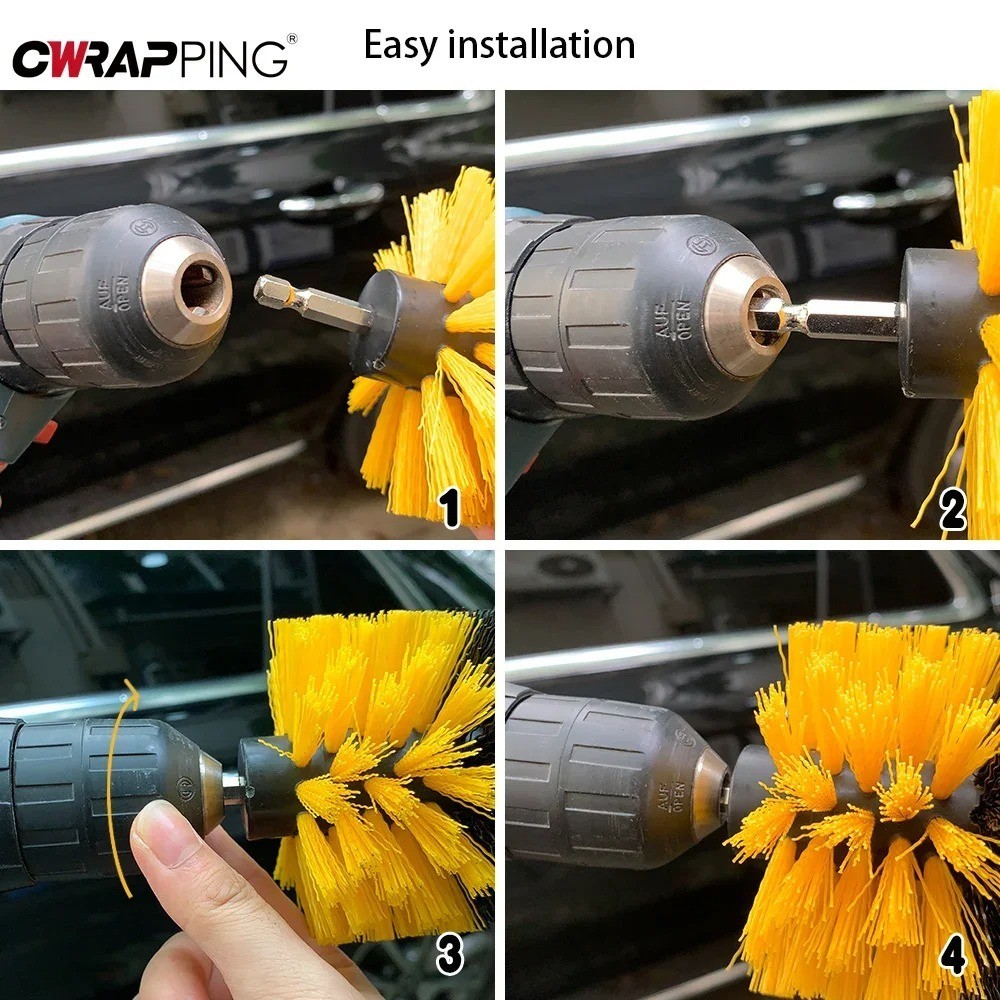 7Pcs Drill Brush Attachment Set Power Scrubber Cleaning Kit Carpet Glass Tile