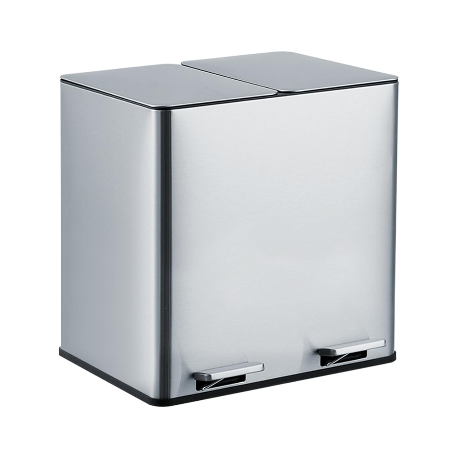 Dual Trash Can 2x 4gal/15L Stainless Steel Step Trash Can Garbage Can Kitchen