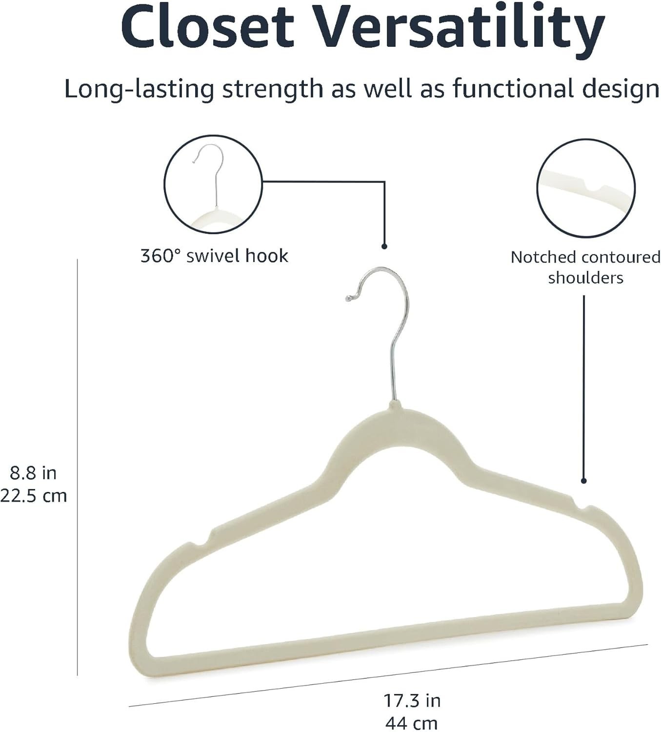 Amazon Basics Slim Velvet Non-Slip Space Saving Suit Clothes Hangers, Closet Org