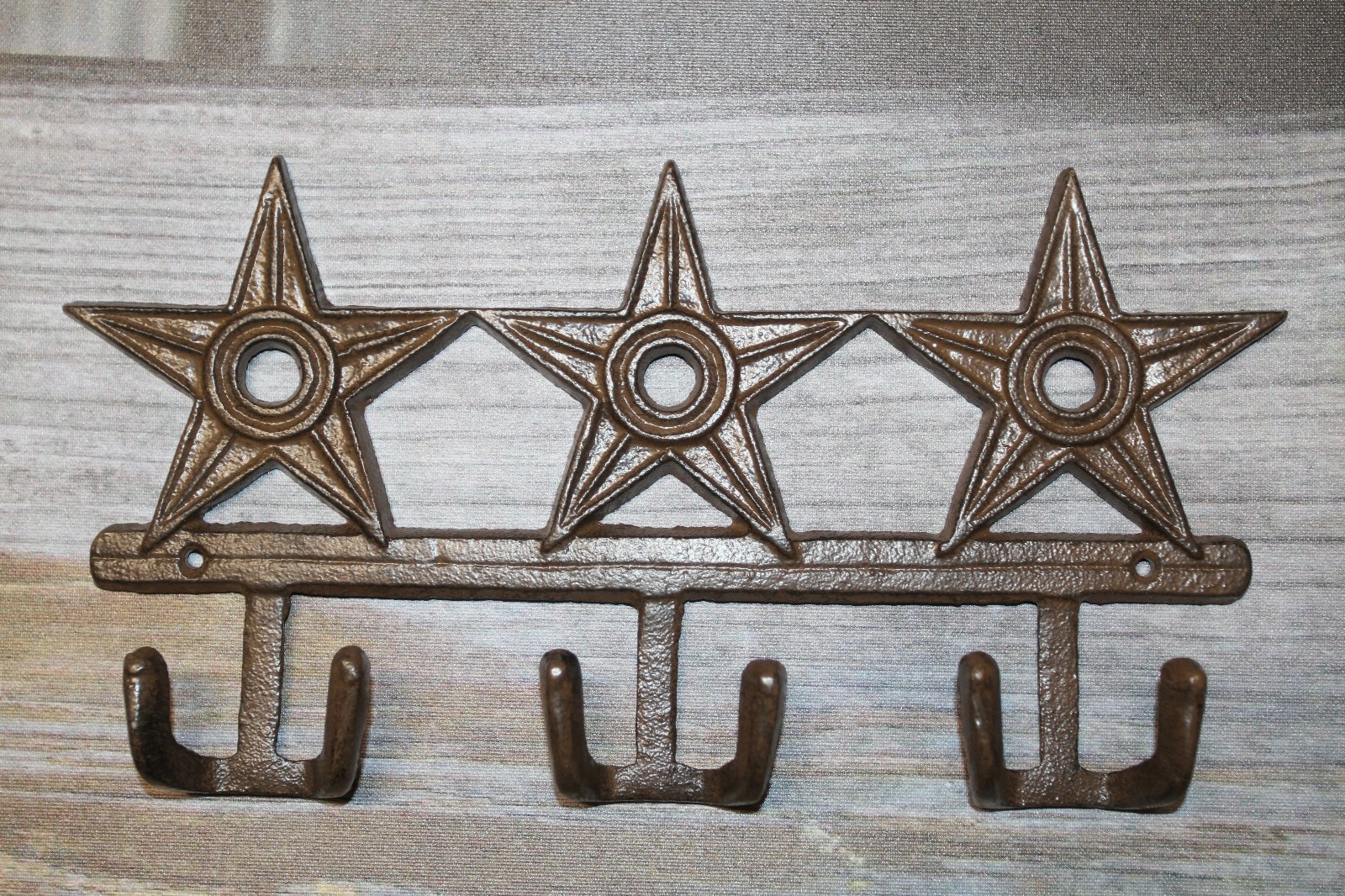 1 -TRIPLE PLAY,Western Star,3 Double Wall Hooks,Country Western decor ,W-72