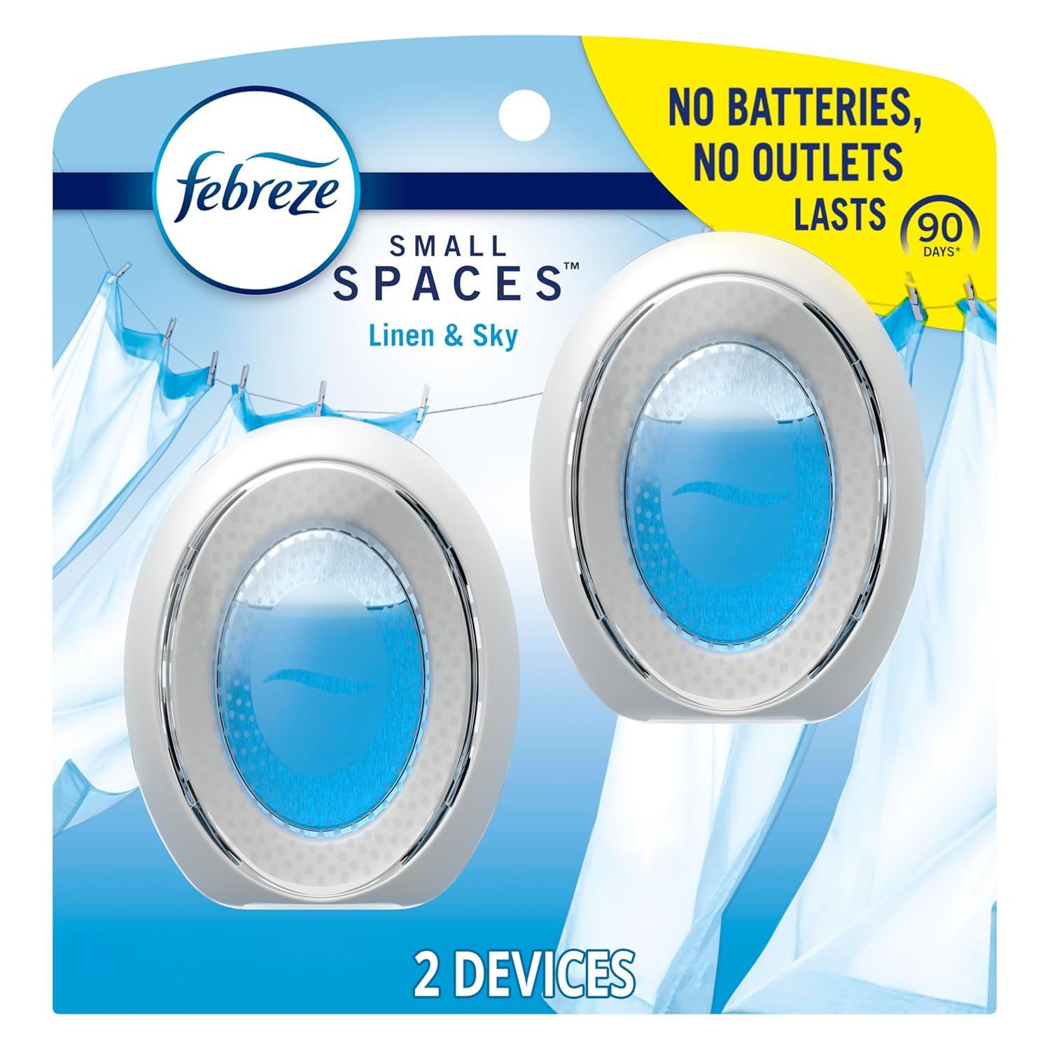 Febreze Small Spaces Air Freshener Linen Sky Odor Eliminator 0.5 Fl Oz 45 Days