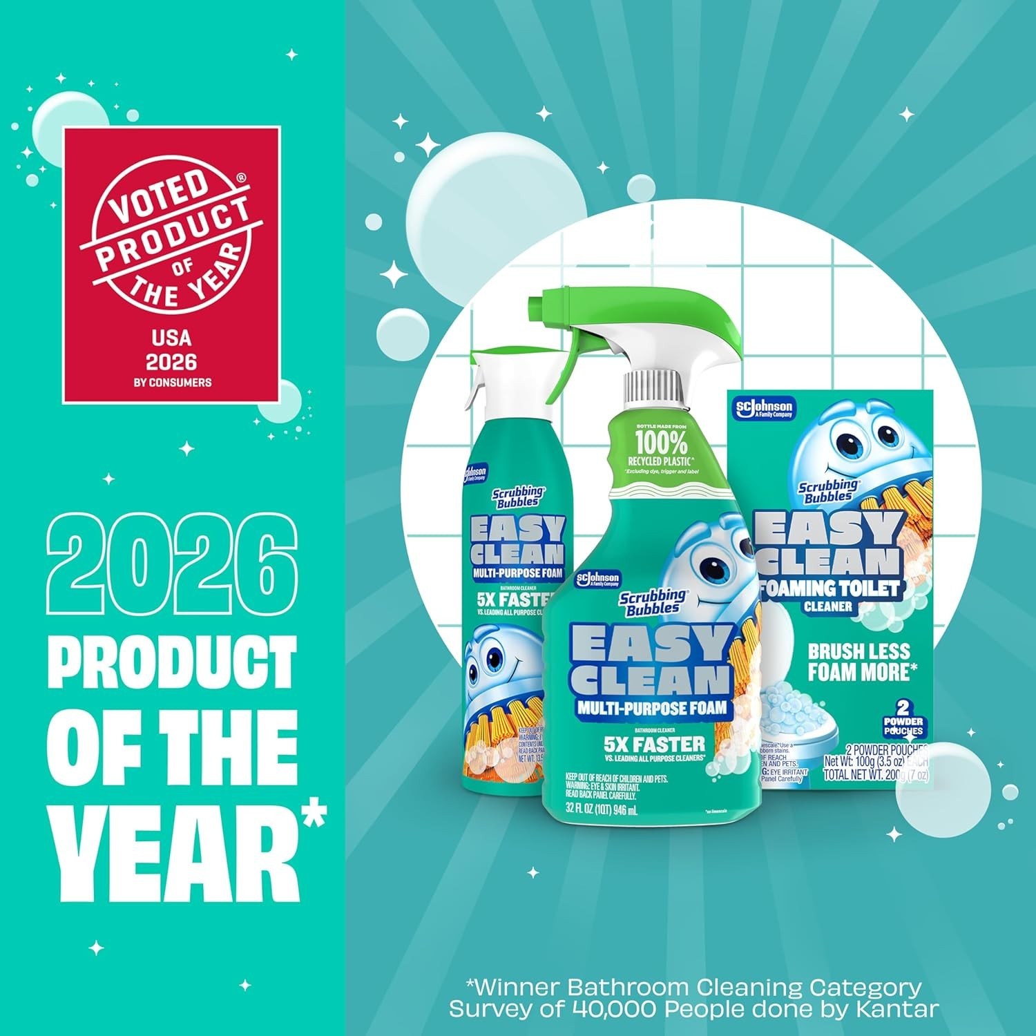 Easy Clean Multi-purpose Foam Bathroom Cleaner, 32 fl. Oz