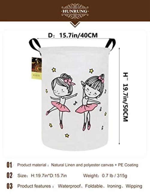 Laundry Hamper,Large Canvas Fabric Lightweight Storage Round-Dancing girl