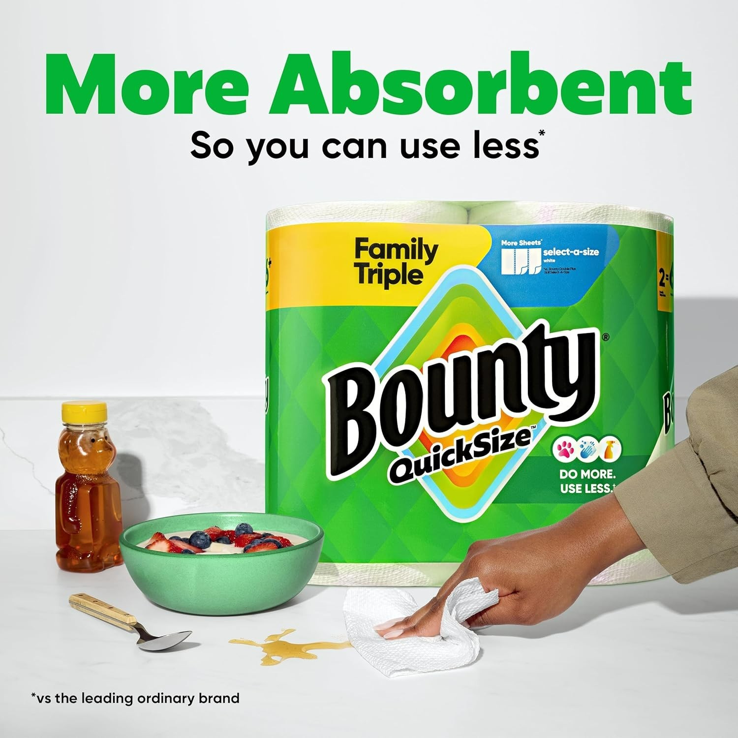 Quick-Size Paper Towels, 12 Family Triple Rolls = 40 Rolls – Super Absorbent