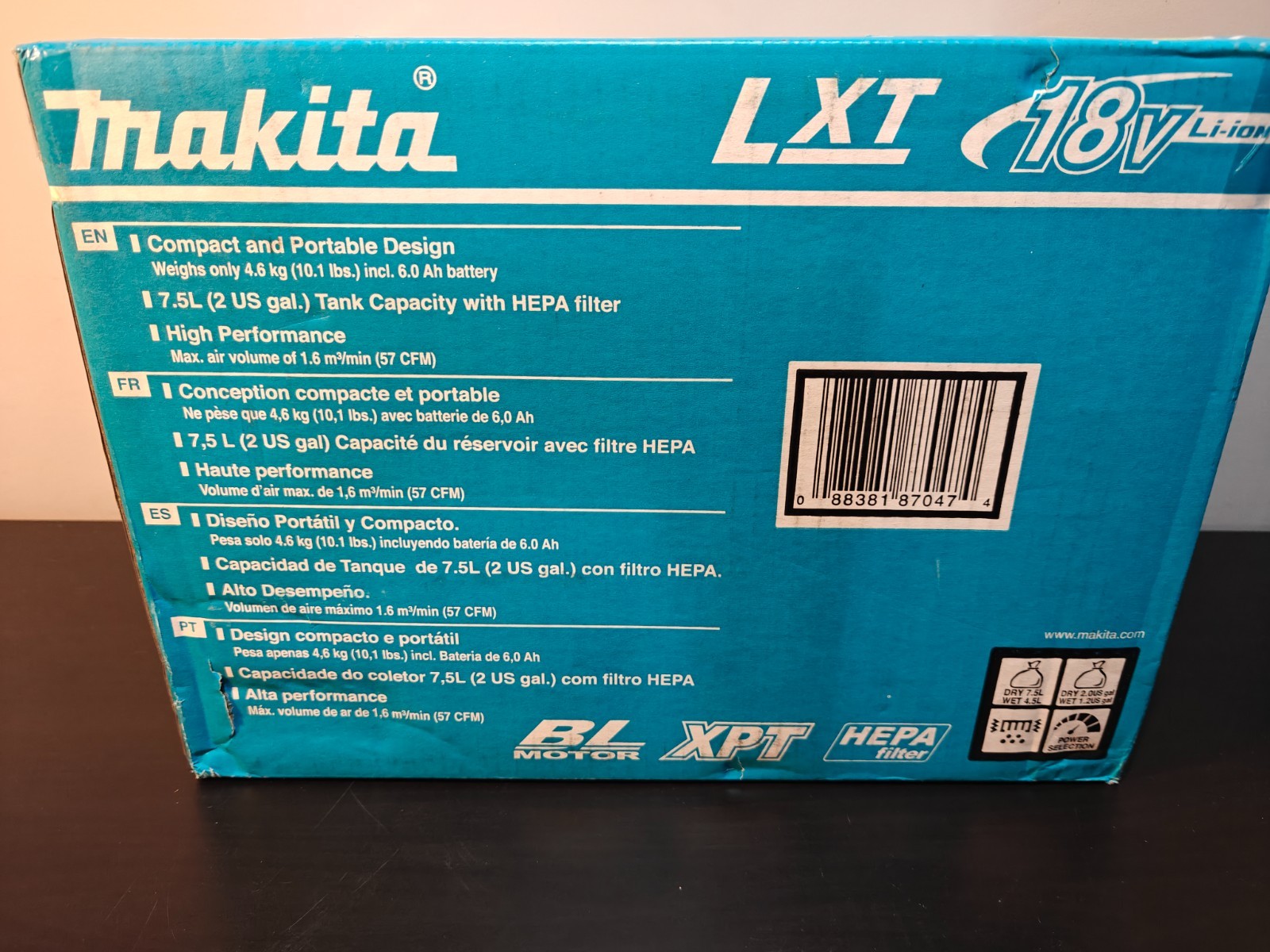 MAKITA XCV11Z 18V LXT LI-ION HEPA DUST EXTRACTOR/VACUUM . ( TOOL ONLY) BRAND NEW