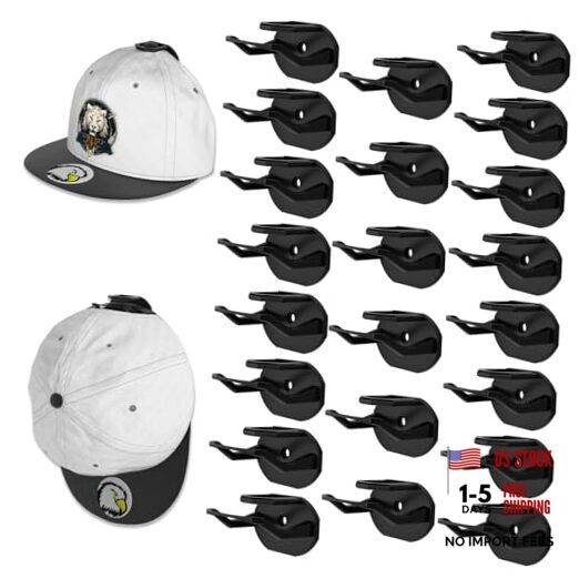 22 Pack Adhesive Hat Hooks for Wall, Super Strong Hat Rack for Black 22Pack