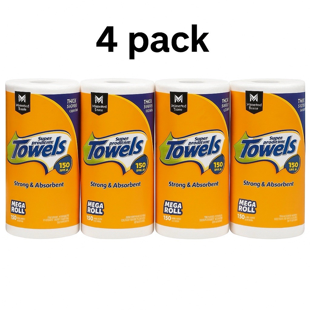 (4) Member’s Mark Mega Rolls Paper Towels . 150 Select & Tear Sheets Per Roll !