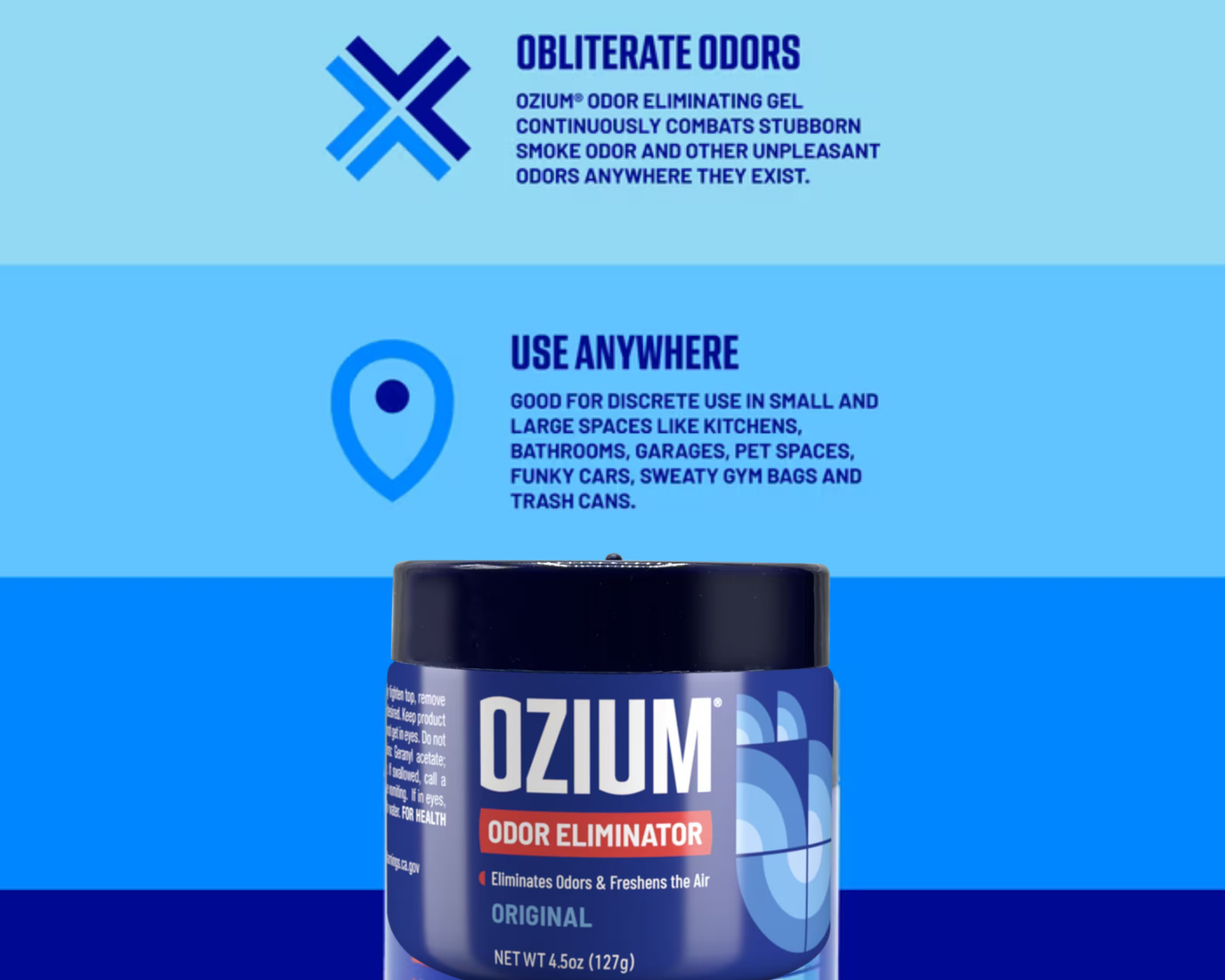 Ozium Air Sanitizer 4.5 oz Gel: Car Air Freshener, Original, 4 Packs Free Ship