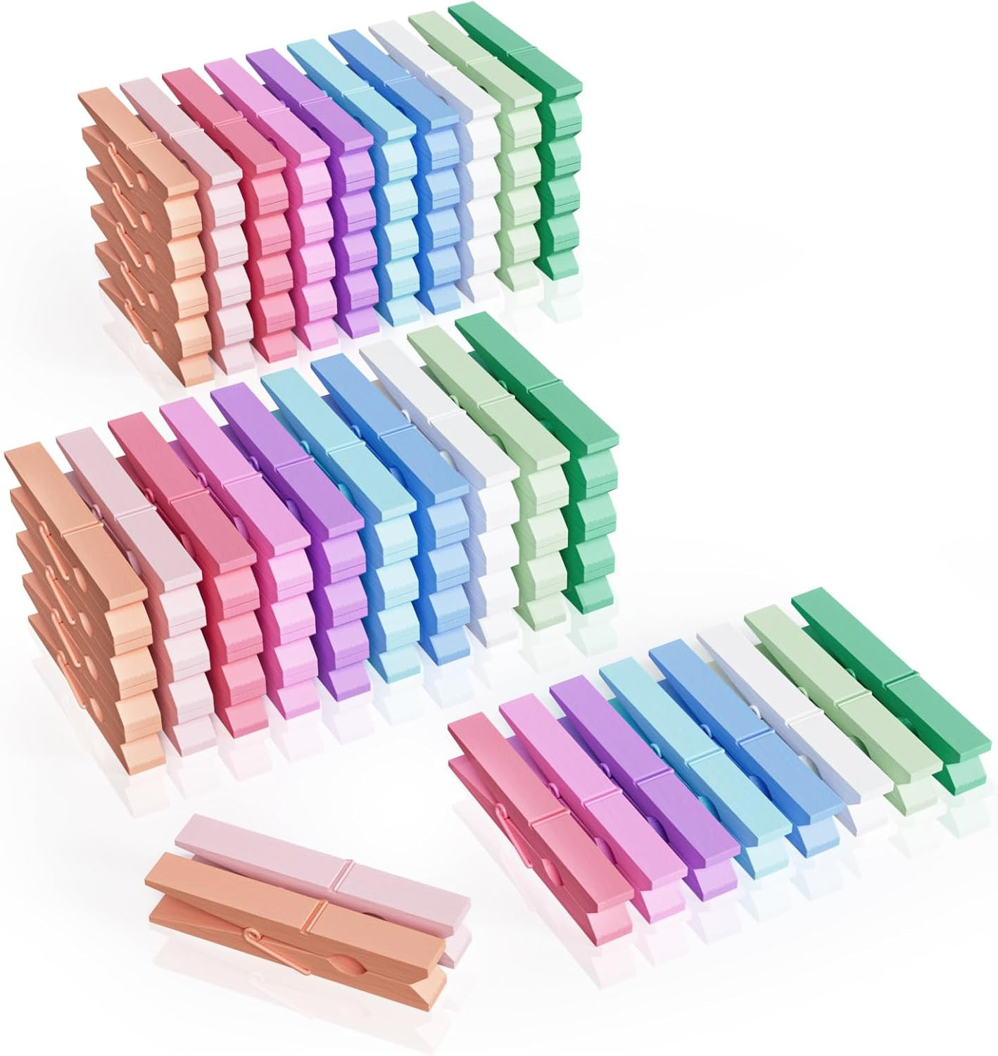 100Pcs Colored Clothespins Wooden Bulk 2.9 Inch Pastel Cheer Clothes Pins | Colo