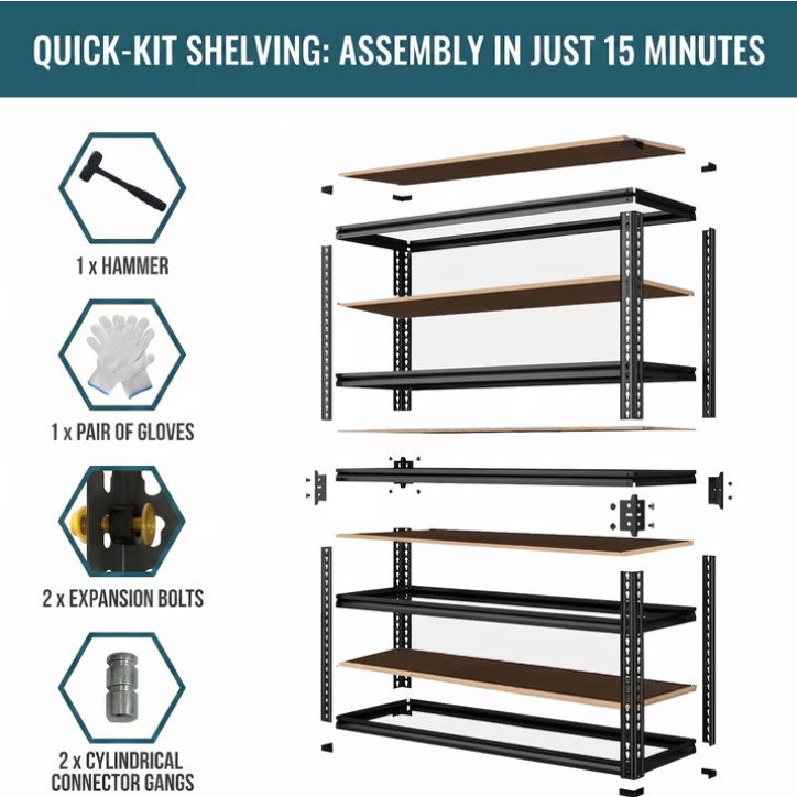 UBERLYFE Garage Storage Shelves Heavy Duty 2400 lbs, 72″H Metal Storage Shelves
