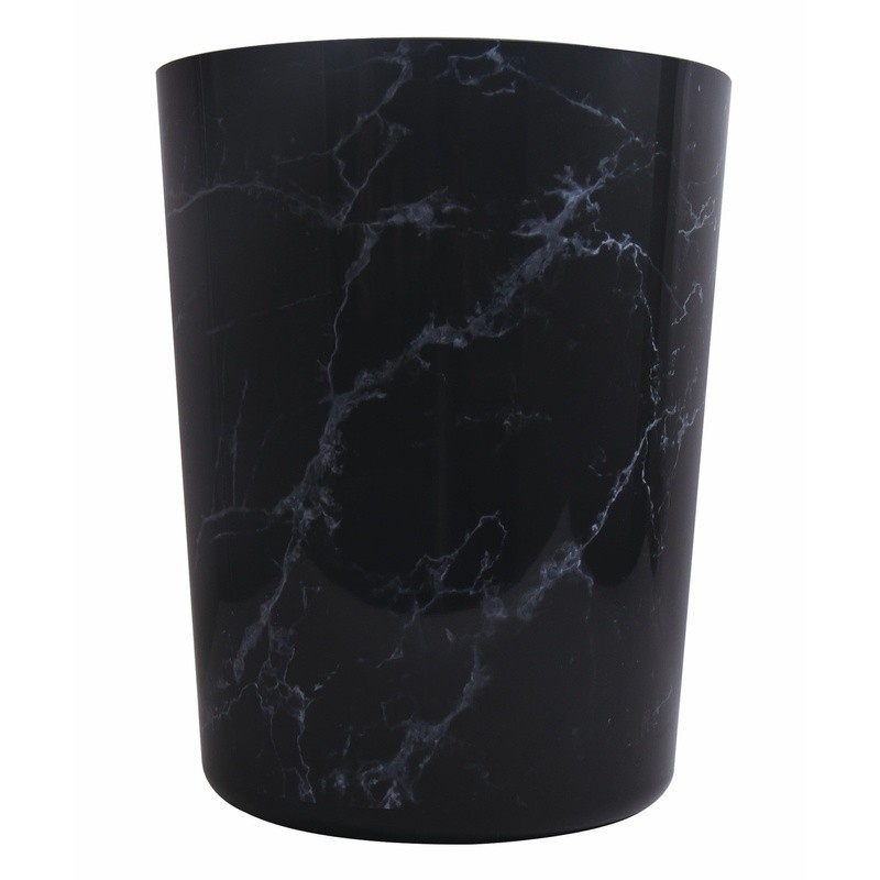 Office Trash Can 5 Gallon Marble Plastic Garbage Bin Modern Black Lightweight