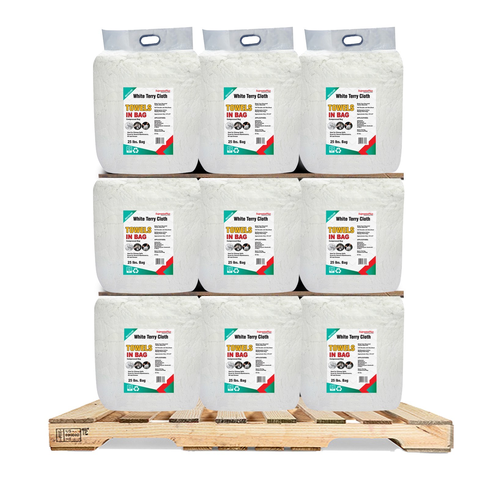 Industrial White Terry Towels – Cleaning Rags – 600 LB Pallet – BAGS | BOXES