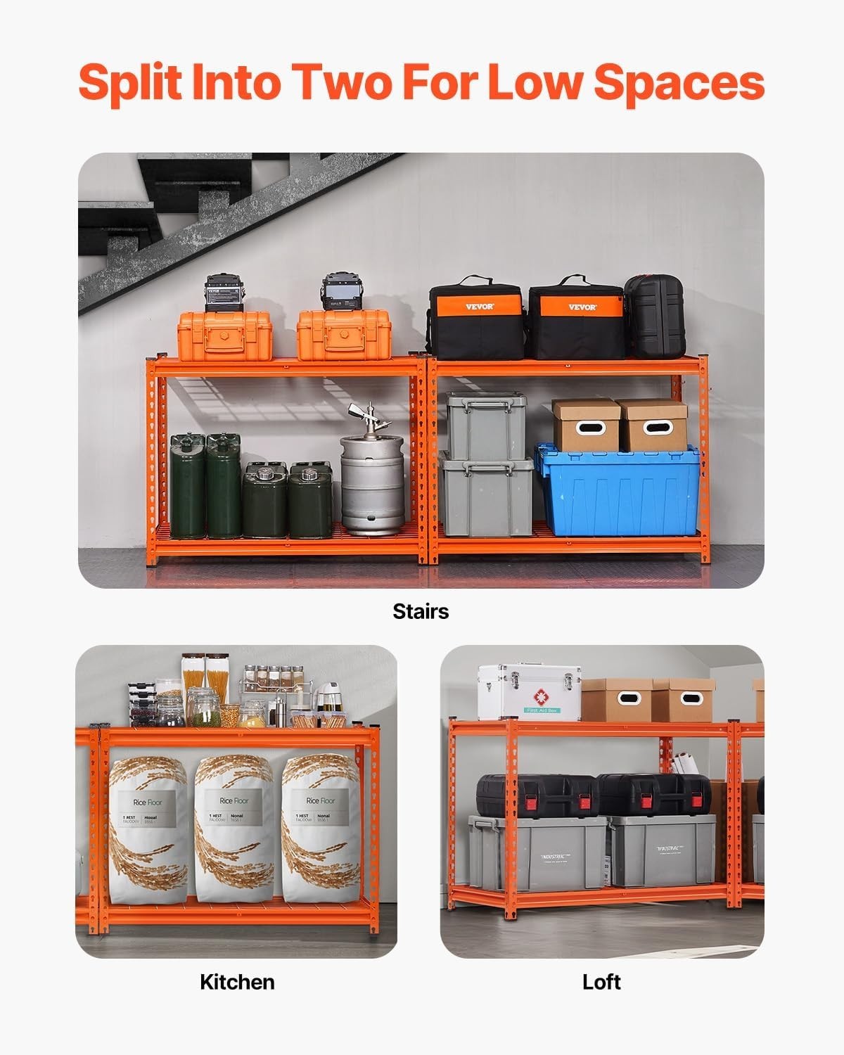 2400 lbs Capacity 4-Tier Heavy Duty Metal Shelving – Adjustable Utility Shelf