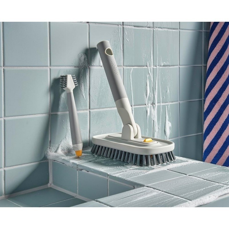 Handy Detail Cleaning Brush Set Grout Scraper Tile Scrubber Non-Slip Handle New