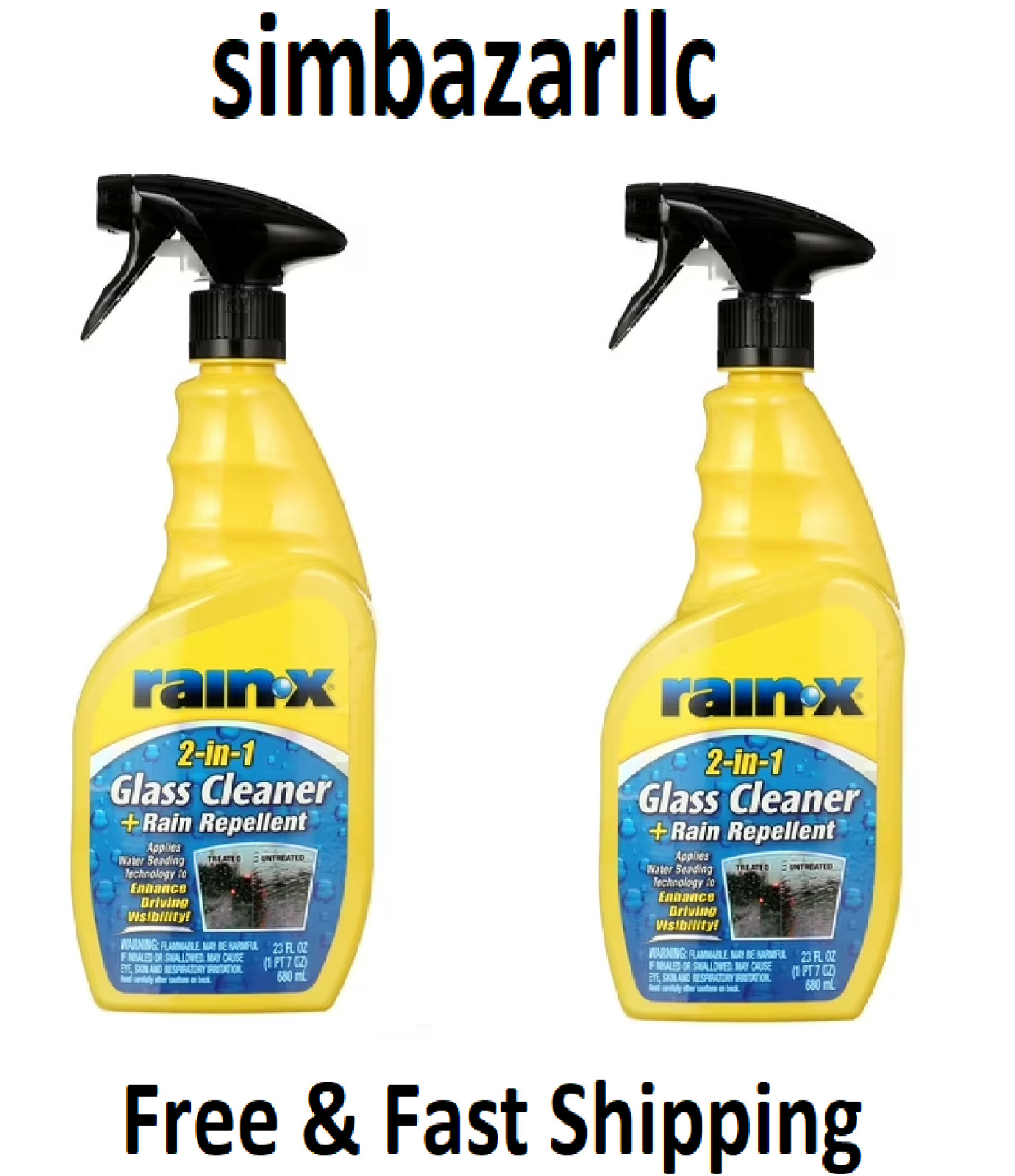 Rain-X 5071268 2-in-1 Glass Cleaner and Rain Repellant, 23 oz. (Pack of 2)