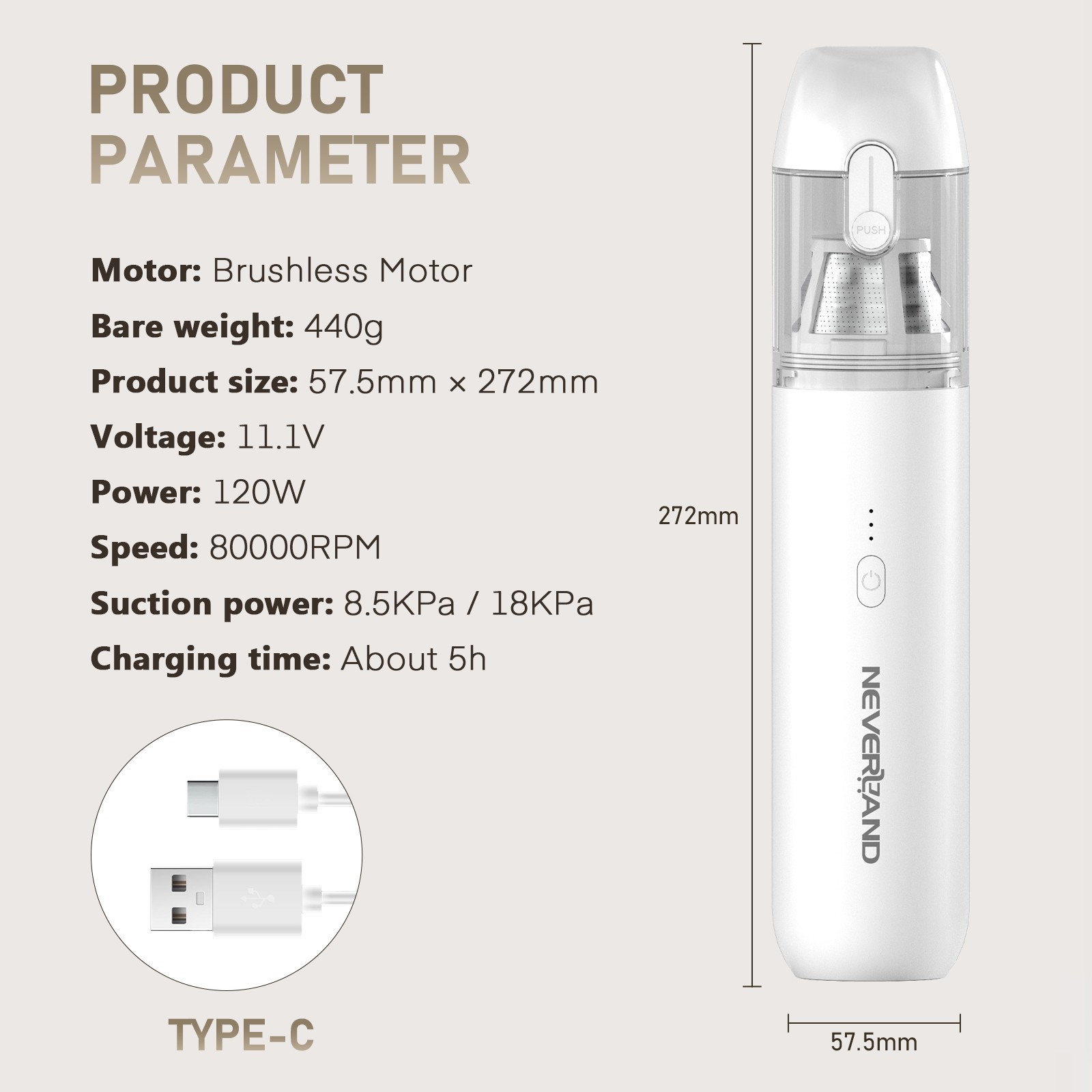 4-in-1 Portable Mini Cordless Vacuum Cleaner Handheld 80000RPM 7500mAh Battery