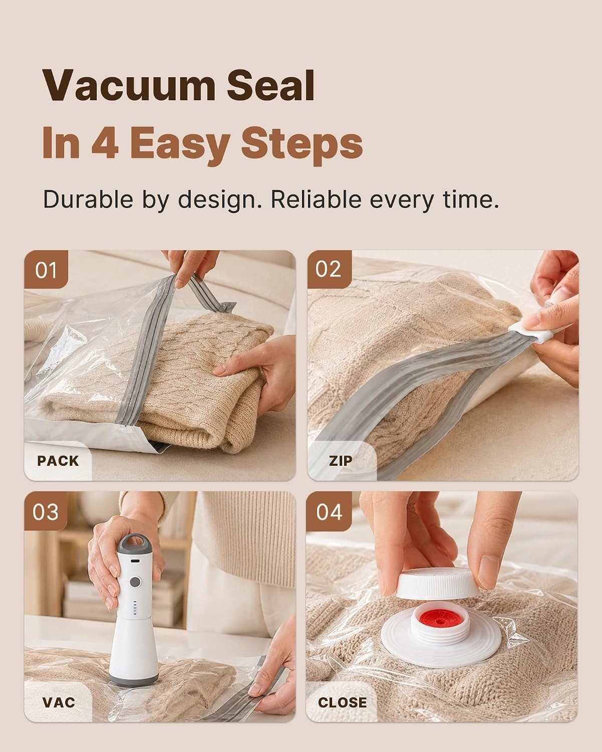 Vacuum Storage Seal Bag 16 Pack with Cordless Electric Air Pump Space Saver Bags