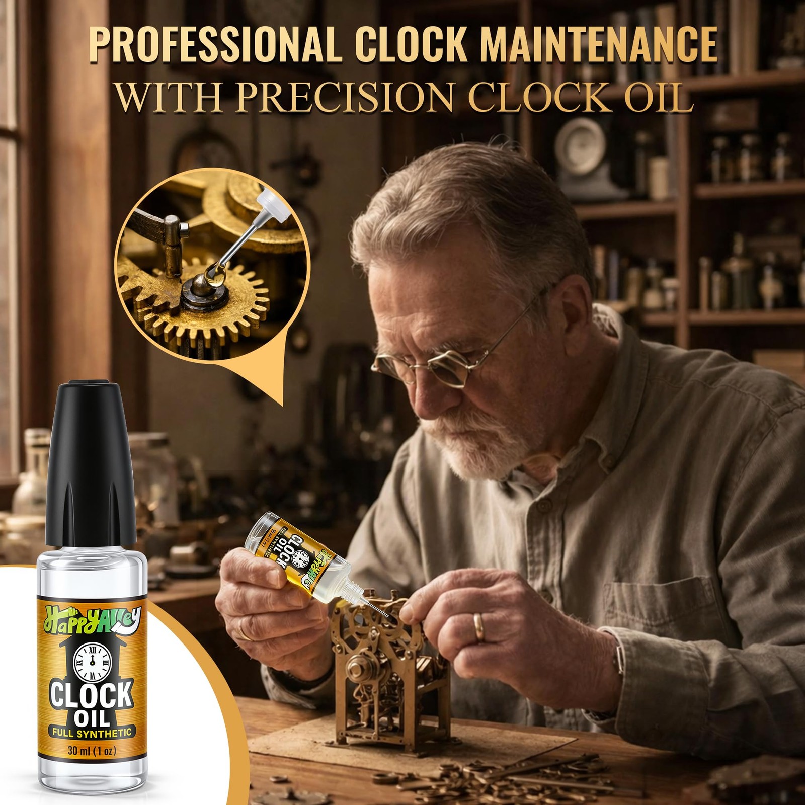 Synthetic Clock Oil 1 OZ for Grandfather, Cuckoo, Wall & Mantle Clocks