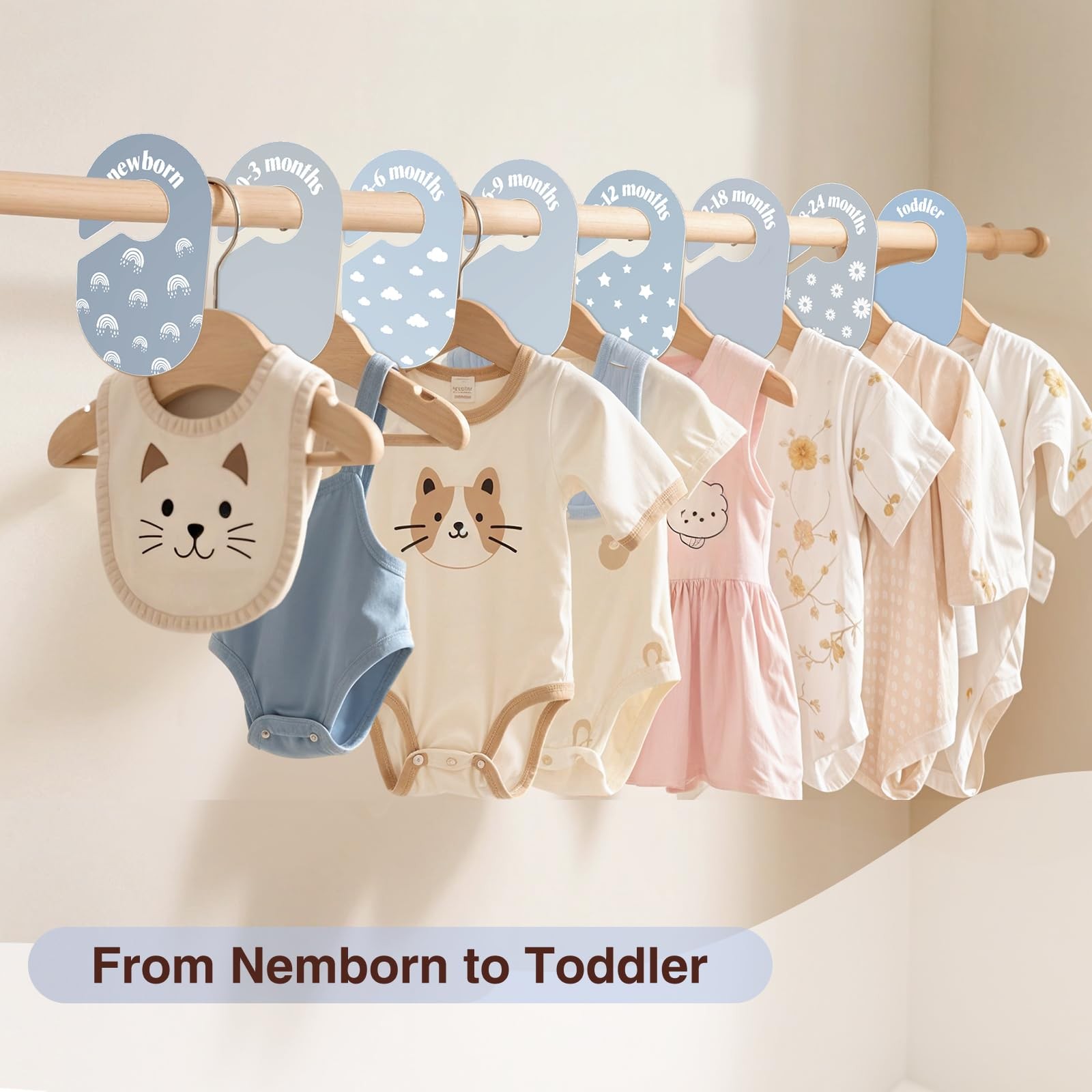 8 Pack Baby Closet Dividers, Nursery Organizer for Baby Clothes 0-24 Months B…