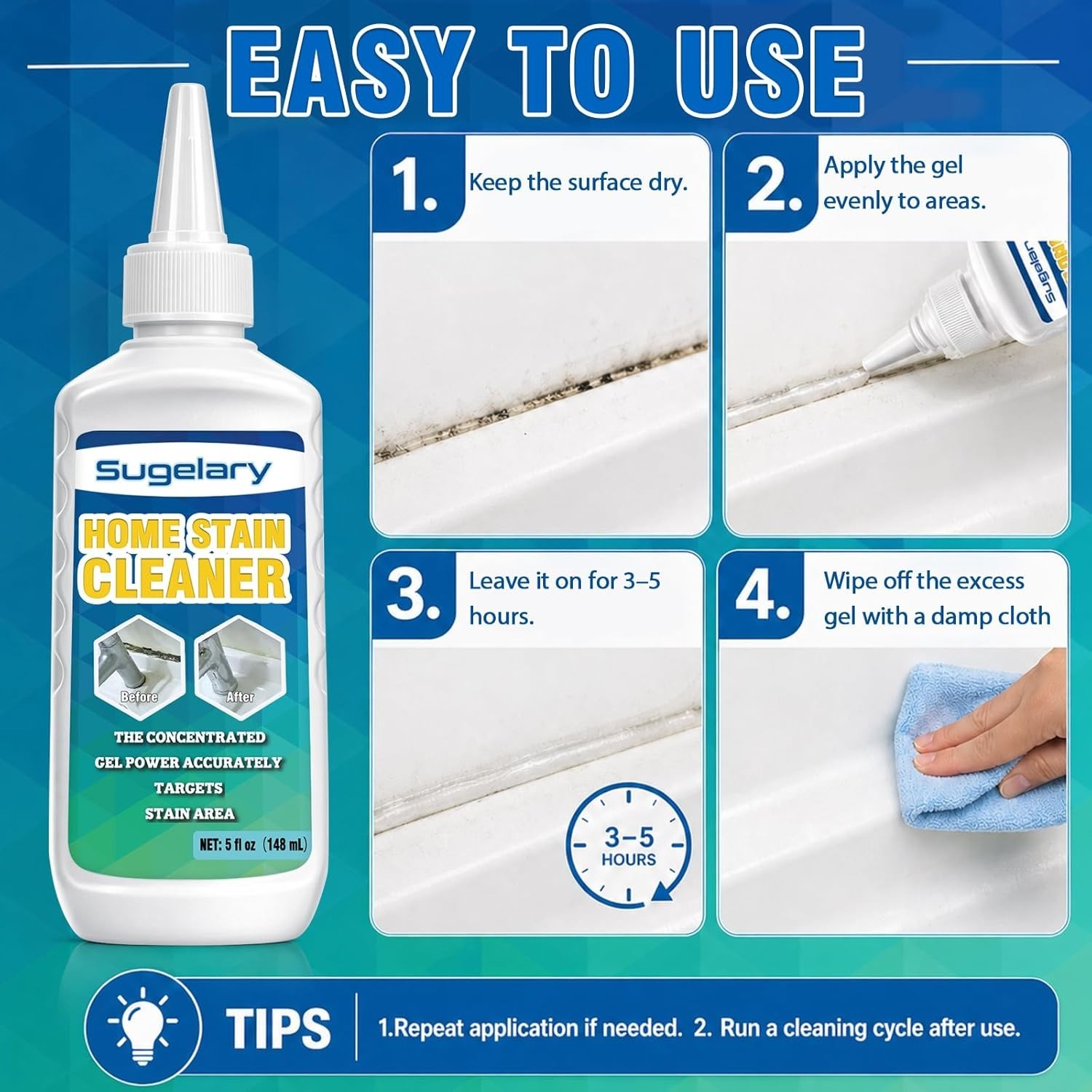 Mold Stain Cleaner Gel for Bathroom Kitchen Washer Grout Tile Home Use
