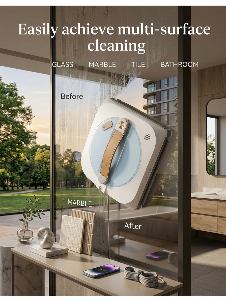 Window Cleaning Robot, 8000Pa Auto Window Cleaner with Intelligent Path Planning