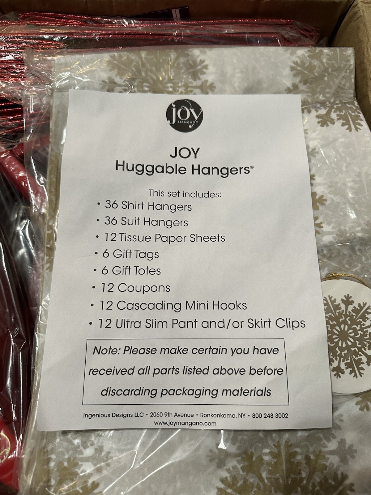 JOY Mangano Huggable Hangers 132 Pc Red 36 Shirt, 36 Suit Set, Clips, Bags & Mor
