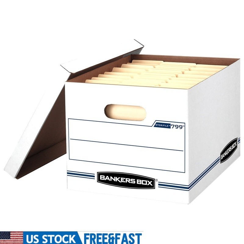 Stackable File Storage Bins 10 Pack Lift Off Lid Durable Organizing Boxes New