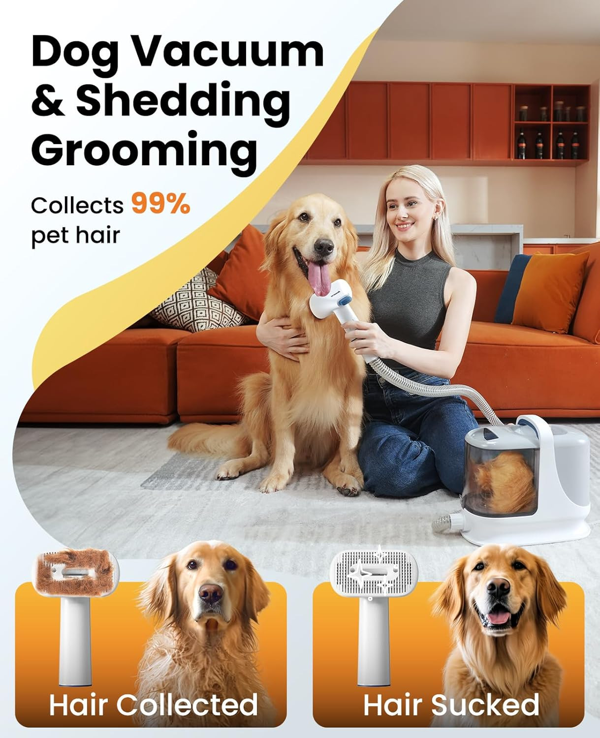Oneisall Dog Grooming Vacuum, 13000Pa Extra Large 3L Dust Cup Pet Vacuum with Cl