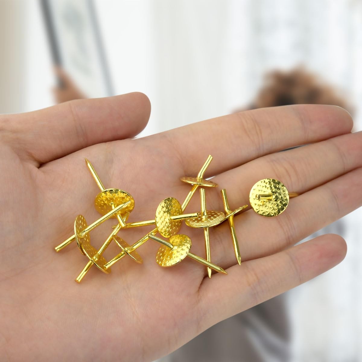 50pcs Picture Hanging Nails Hooks Frame Hangers Kit for Drywall Wood Gold