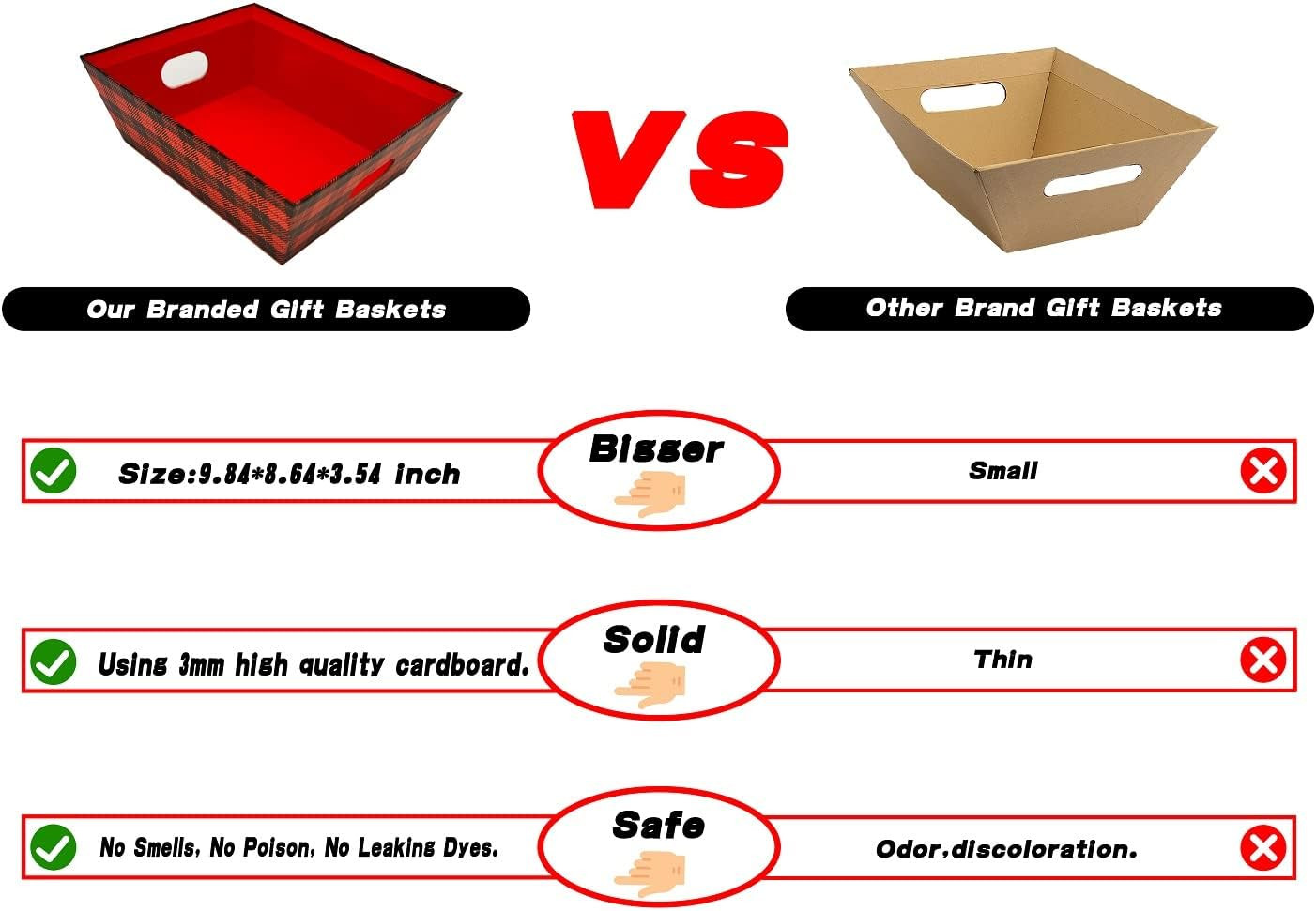 Basket for Gifts Empty, 5 PCS Sturdy Diy Bulk Gift Basket Kraft Market Tray Card