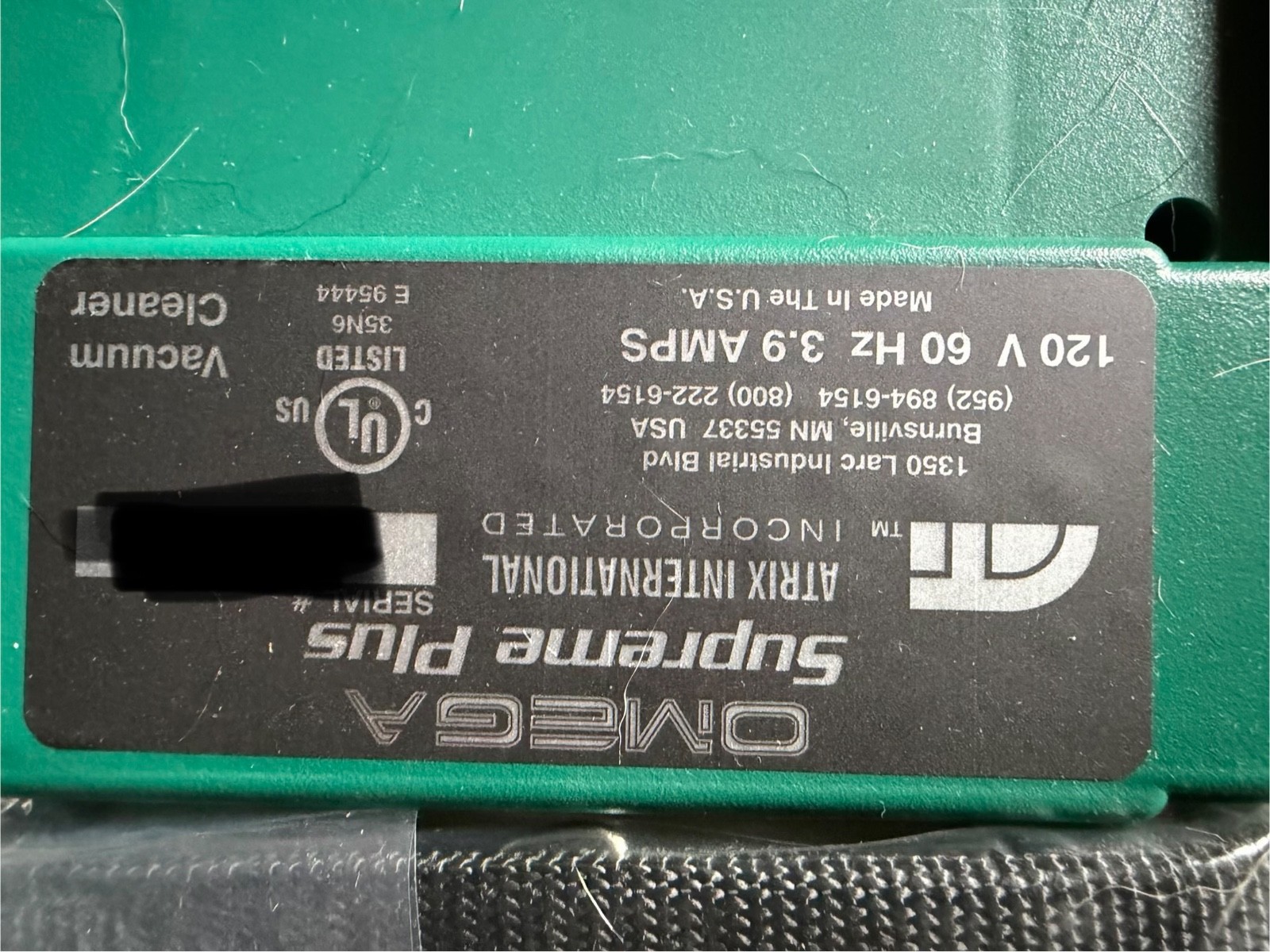 Omega Supreme Plus Ateix HEPA vacuum