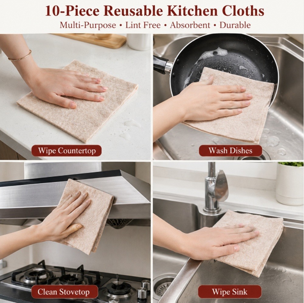 10-Pack Super Absorbent Luffa Dishcloths – Natural Plant Fiber Cleaning Towels