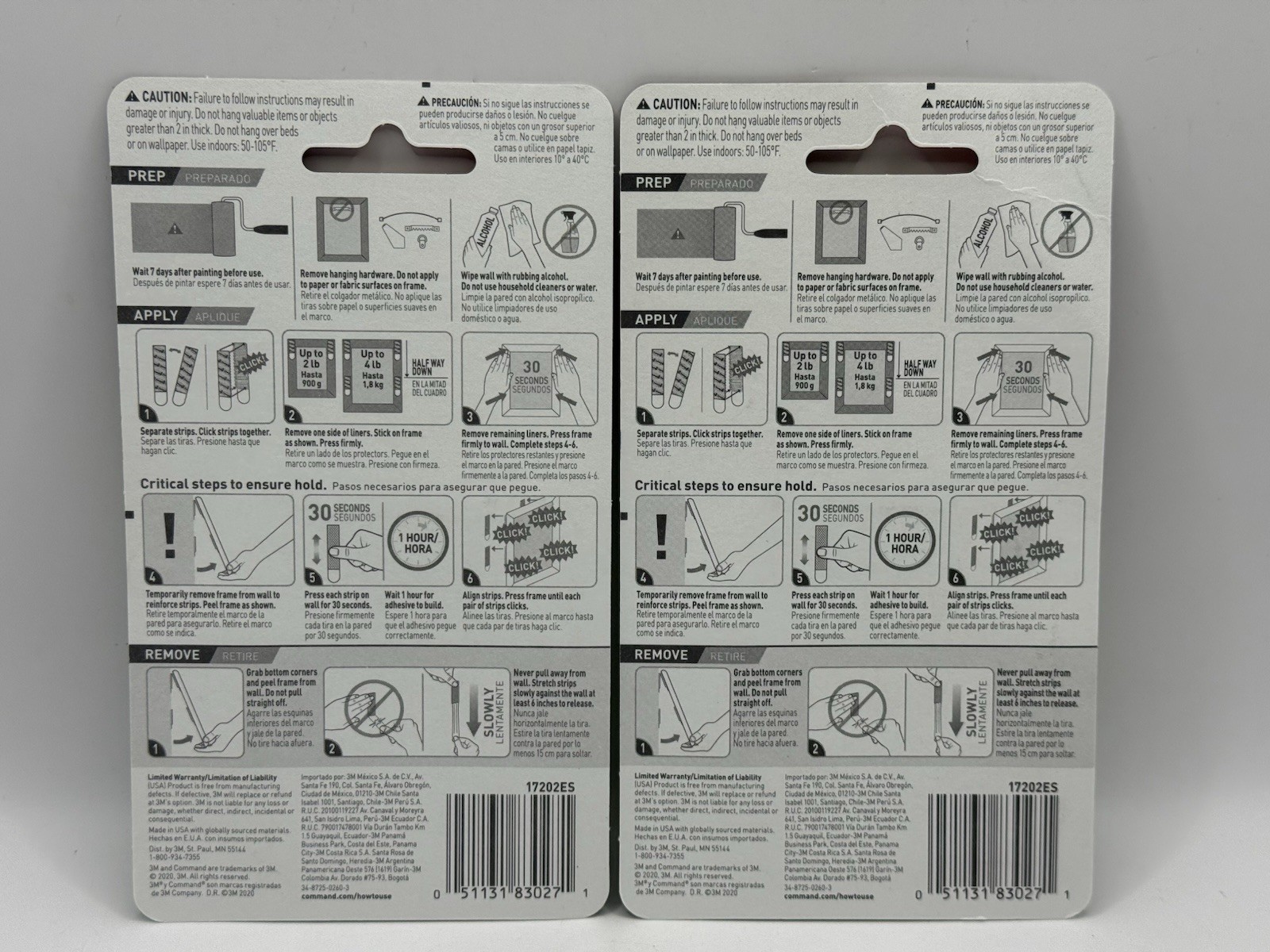 Lot of 2 Command Strips Small Picture Hanging Strips HOLDS 4 LBS 8 Pairs Total