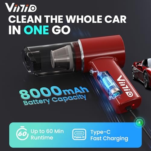 8000mAh Cordless Car Vacuum Cleaner, 80W High Power Handheld Vacuum with