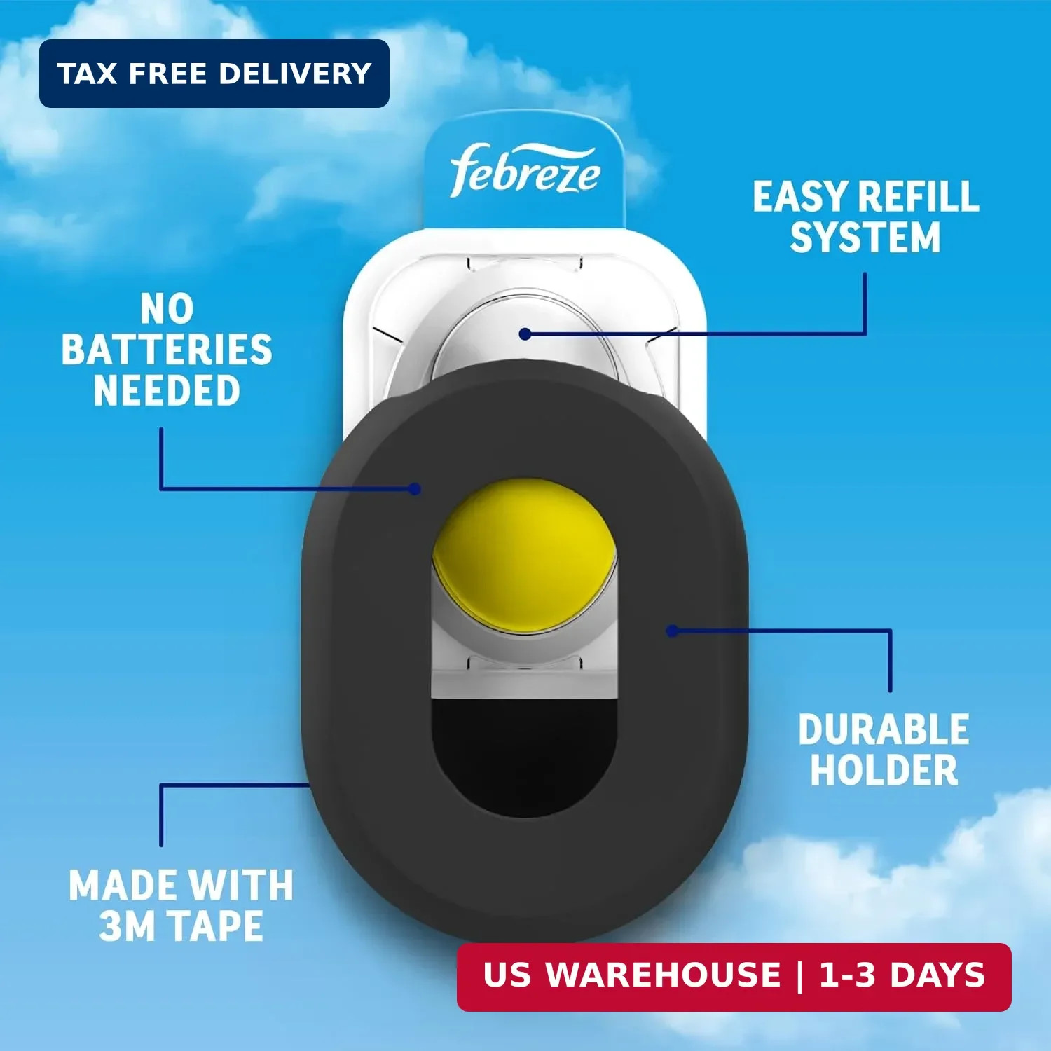 Febreze Trash Odor Fighter, Trash Can Air Freshener, Stick-On Deodorizer for Gar