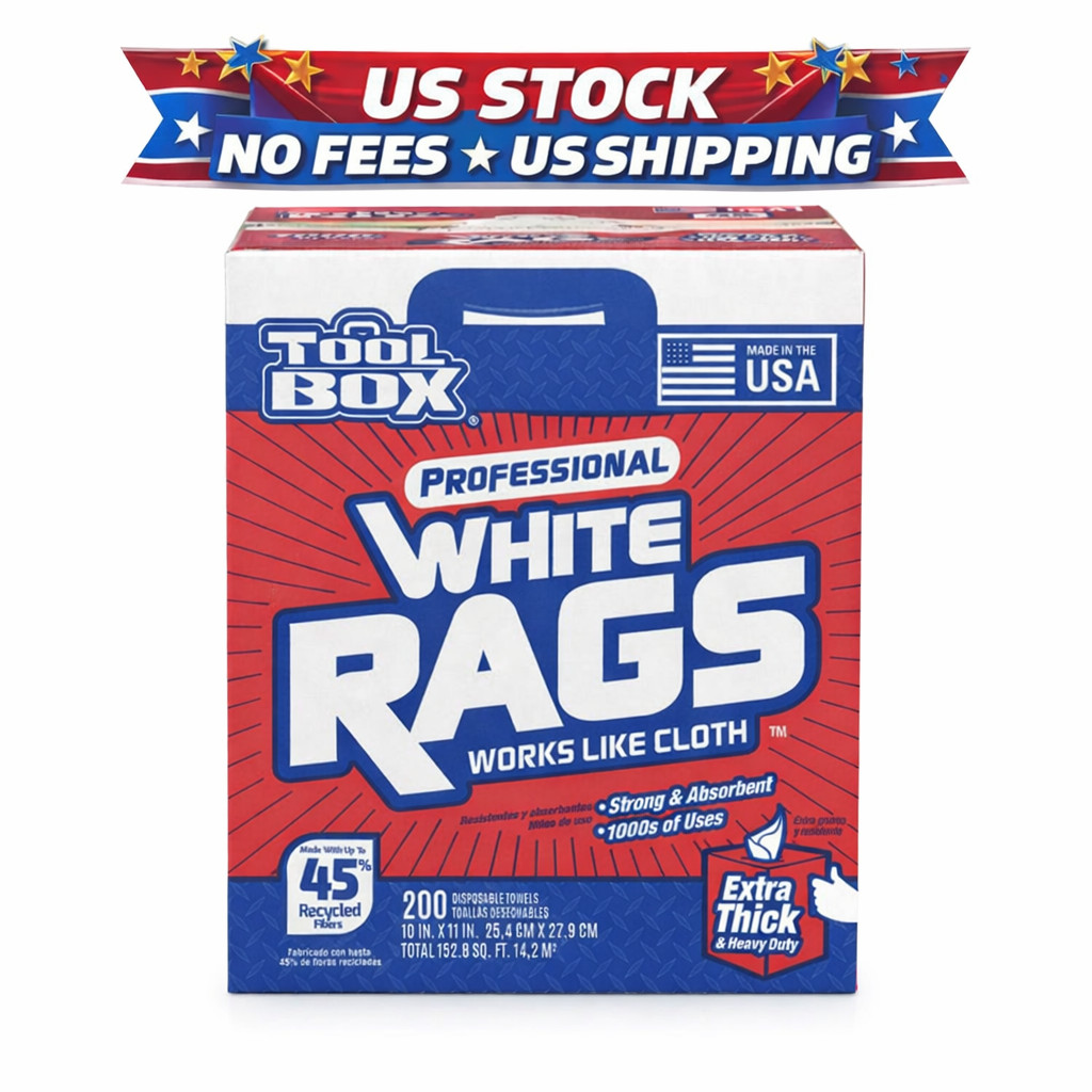 Toolbox White Rags 1 Ply 9.8 x 12 200 Sheets, No Fees