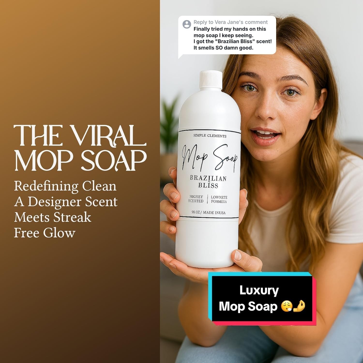 Simple Elements Brazilian Bliss Mop Soap – Luxury Scented Floor Cleaner, 32 oz