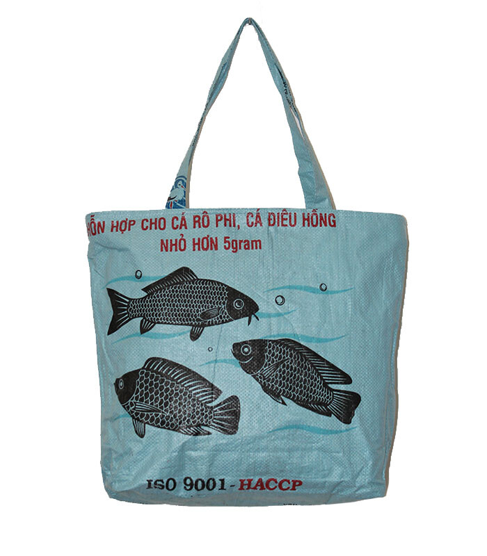Recycled Fish Feed Bag Large Deluxe Beach Tote Fair Trade from Cambodia