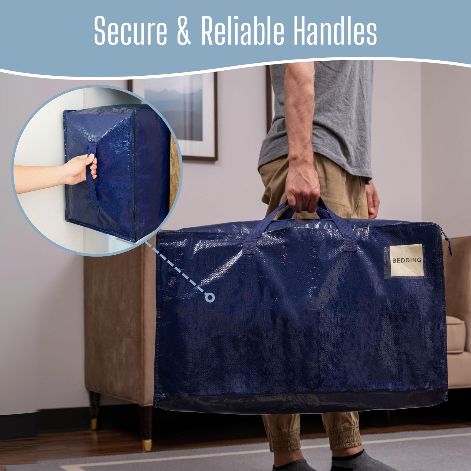 2 Pack Extra Large Heavy Duty Moving Bags with Wide Opening & Reinforced Hand…