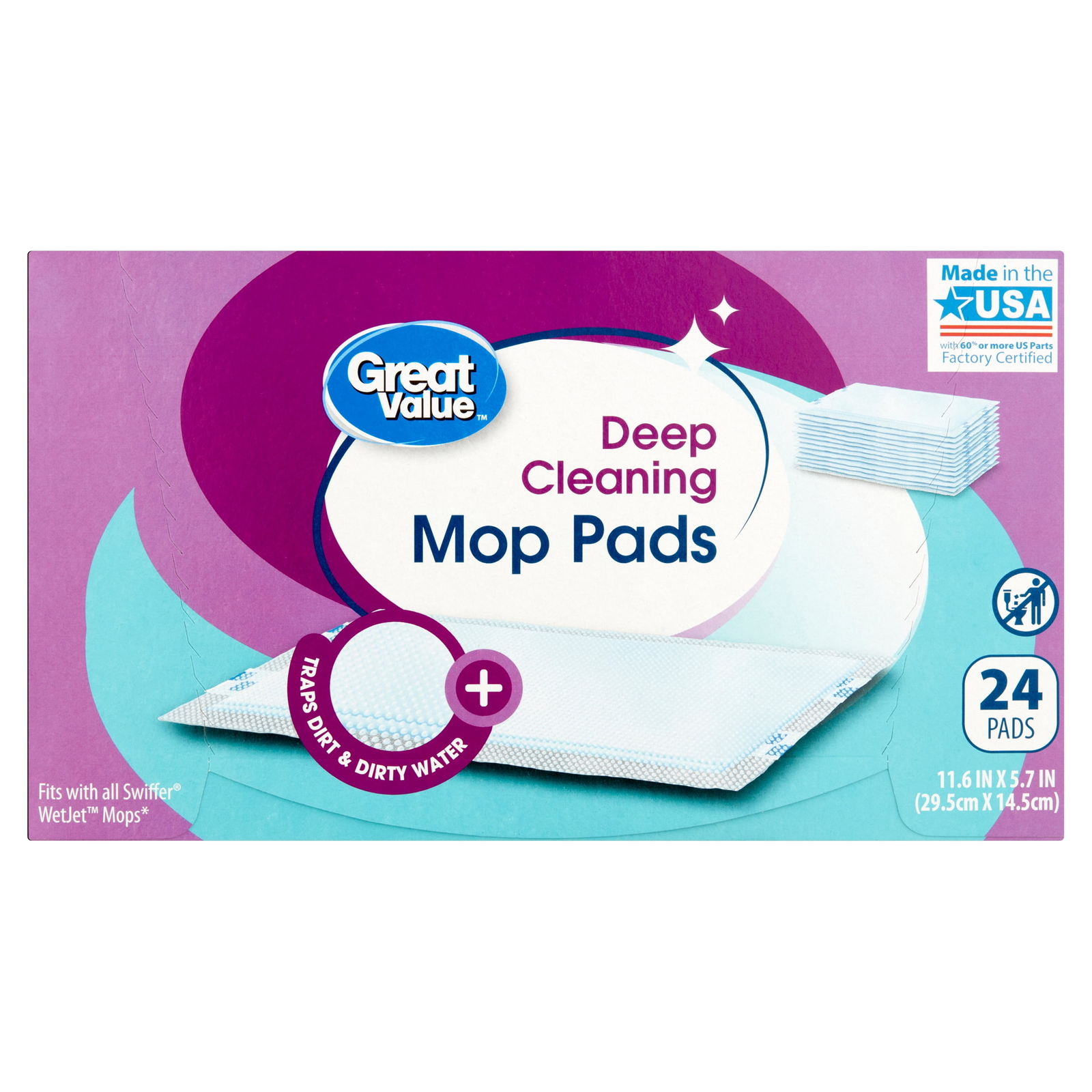 Deep Cleaning Mop Pads, 24 Count