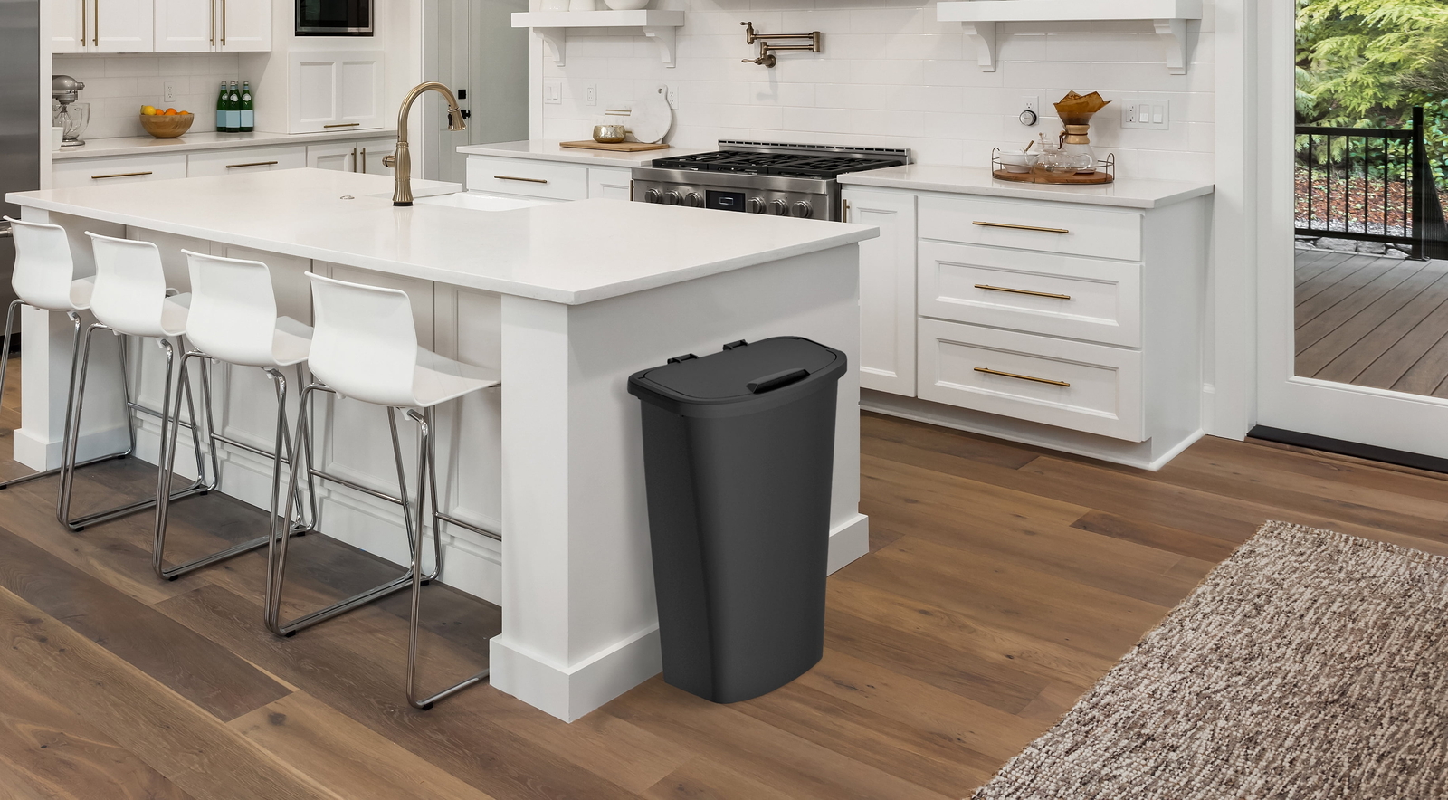 Black,11 Gallon Trash Can, Plastic Lift Top Kitchen Trash Can,