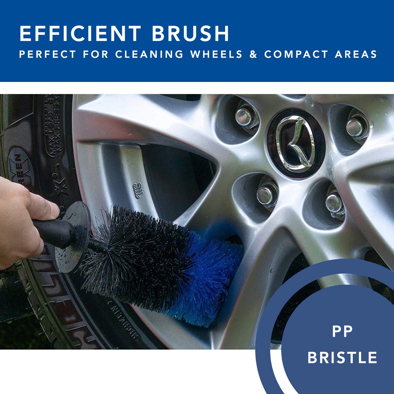 MaximalPower 18’’ Wheel Brush for Car Wheel Rim Detailing Brush Car Barrel Tire