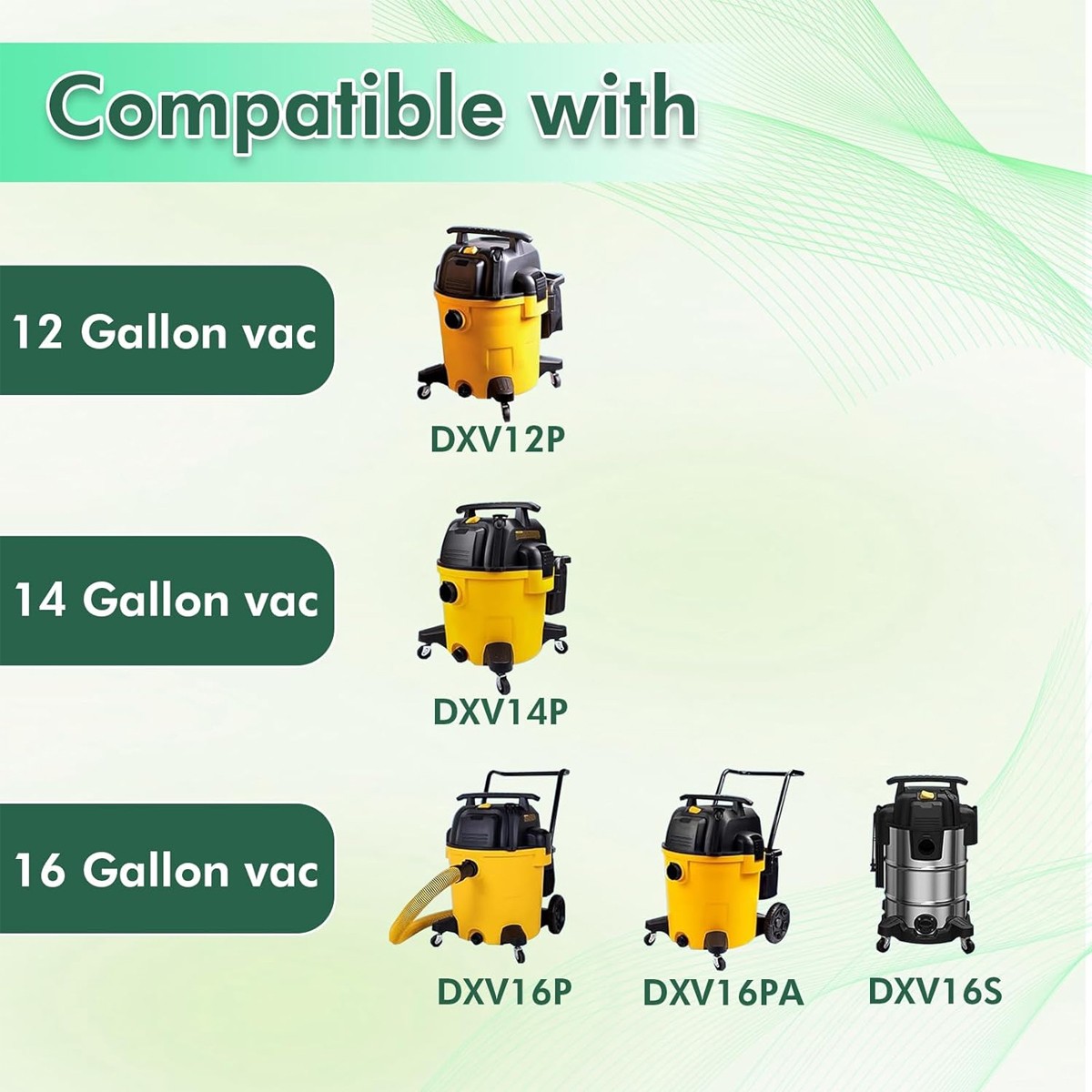 3-15 Pack DXVA19-4102 Shop Vac Bags for DEWALT 12-16 Gallon Wet/Dry Vacuum