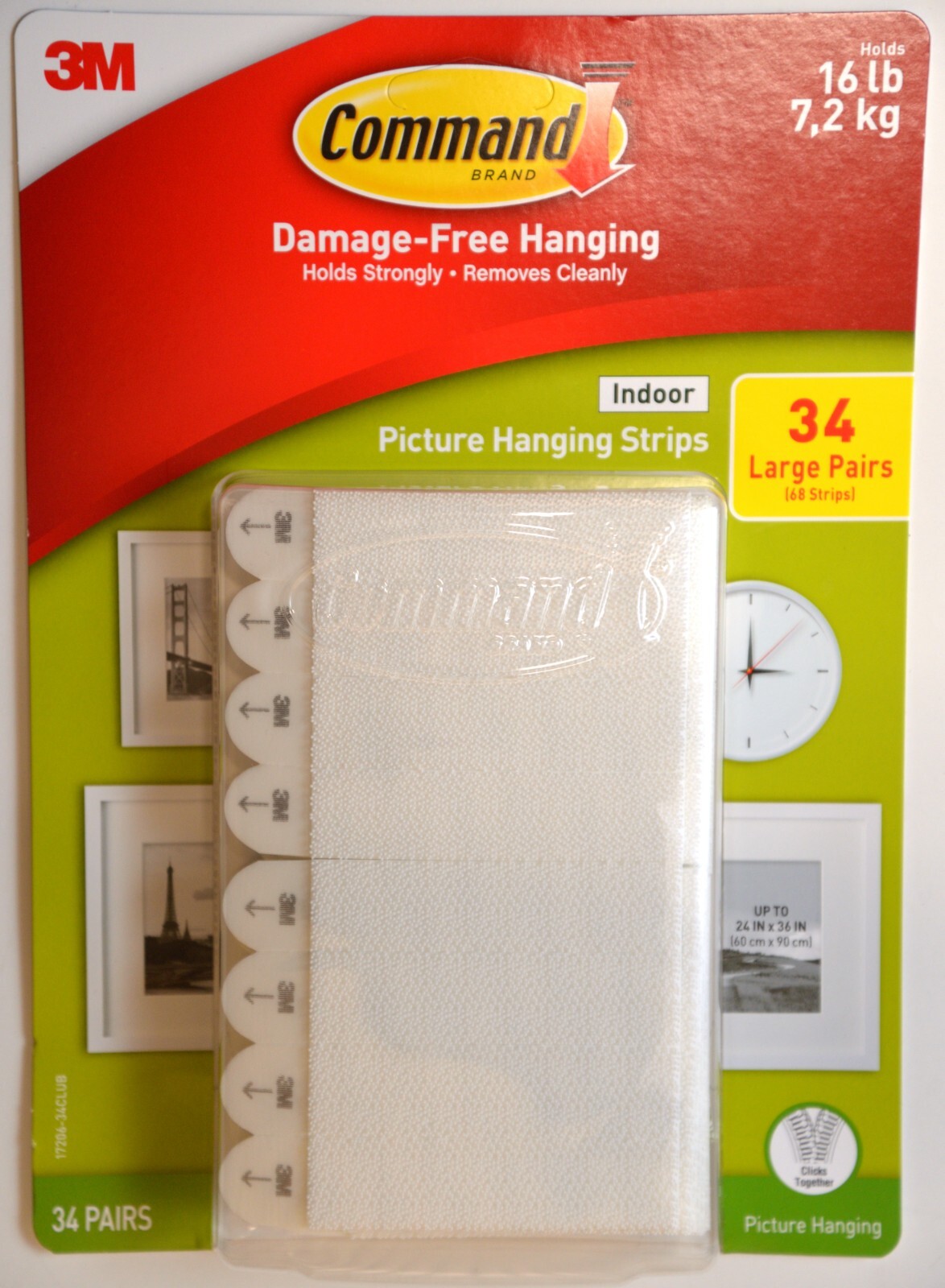 3M Command Picture Hanging Strips 34 Pairs 68 Large Strips Hold 16 lbs