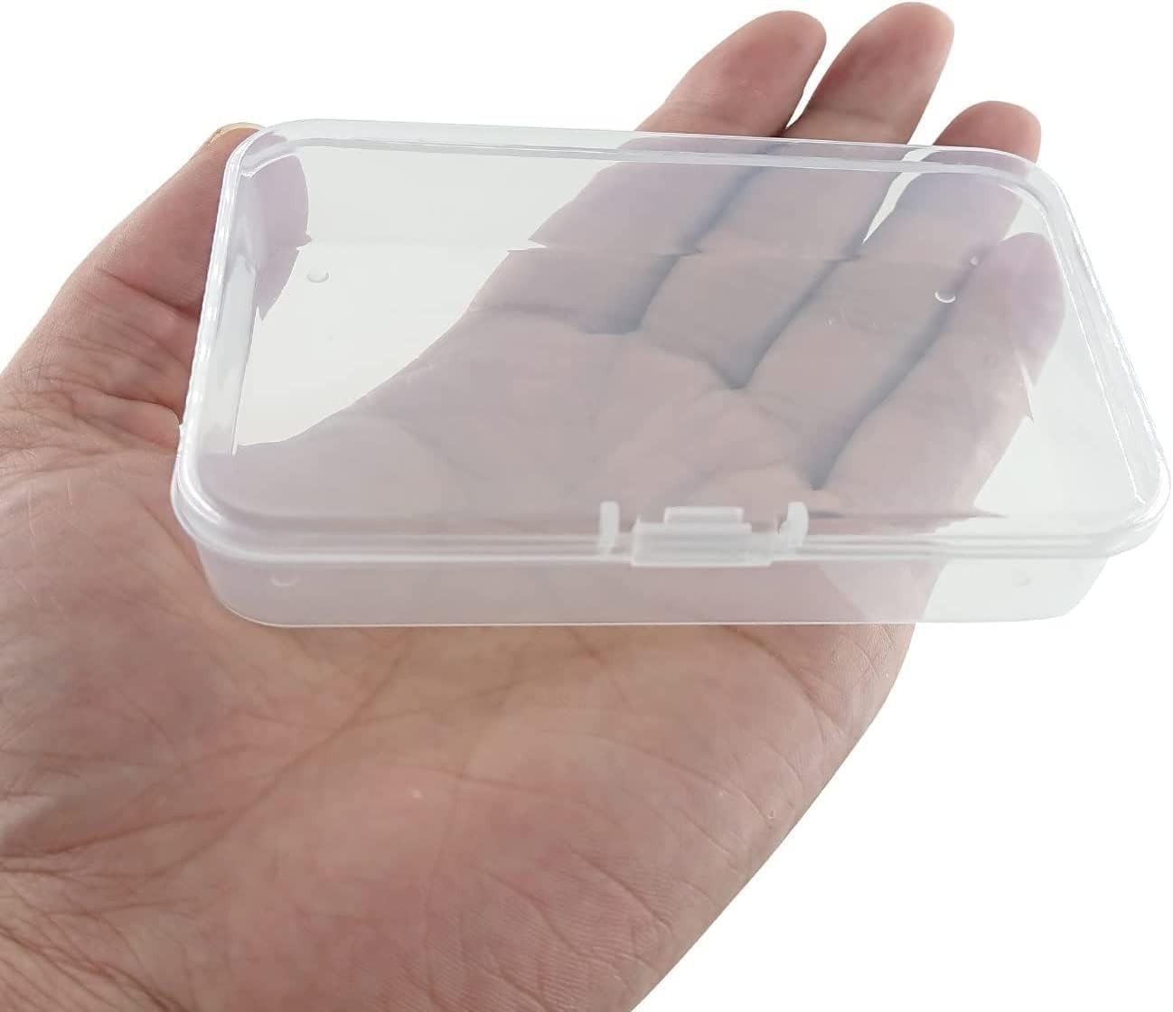 6 Pcs Mini Plastic Storage Containers Box with Lid, 4.5×3.4 Inches Clear Rectang